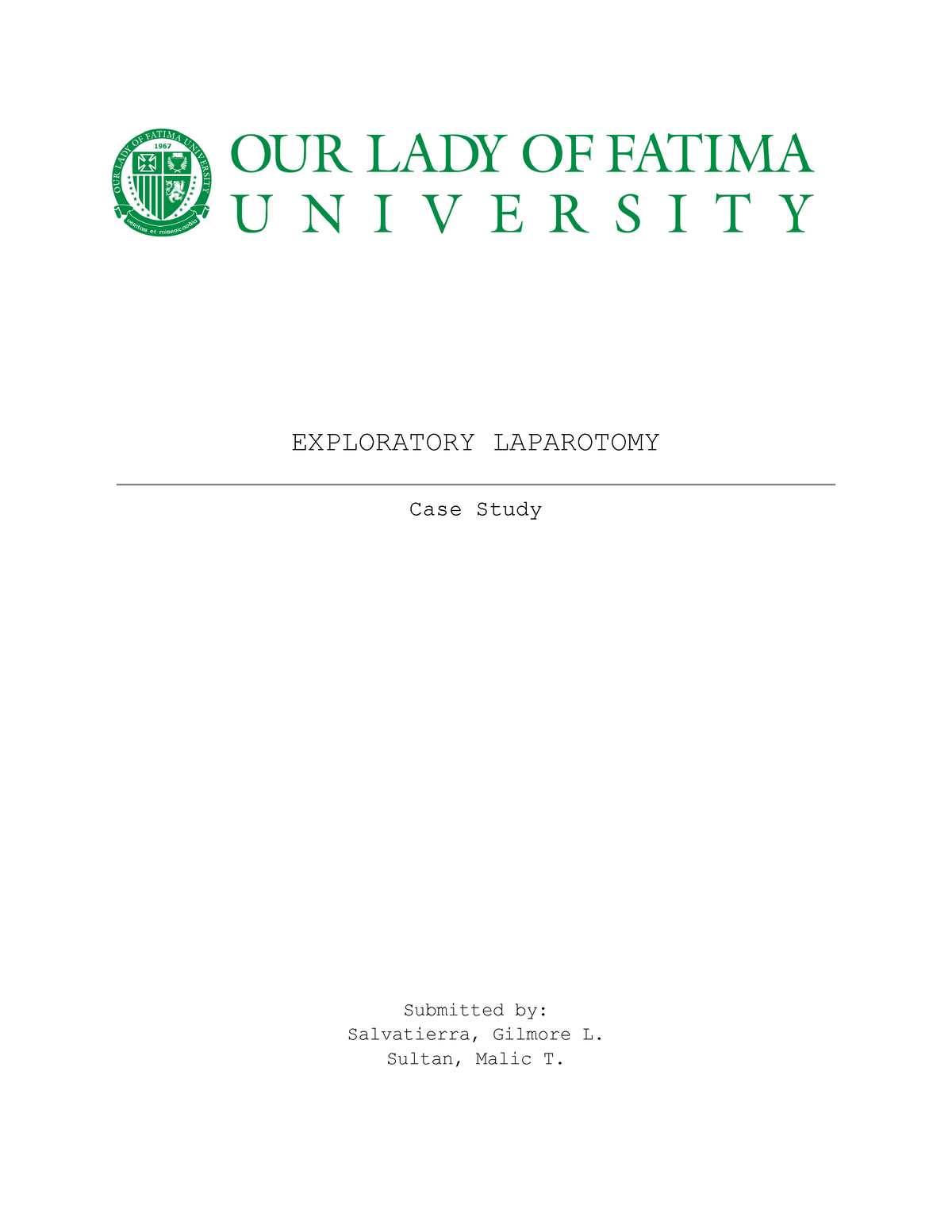 case study for exploratory laparotomy