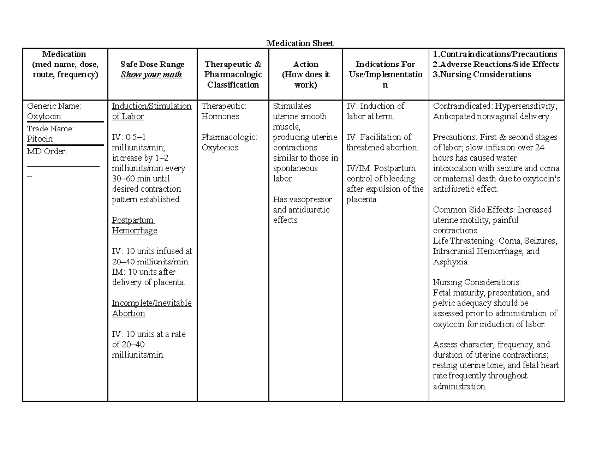 Obmedcards - medication worksheets care plan - Medication Sheet ...