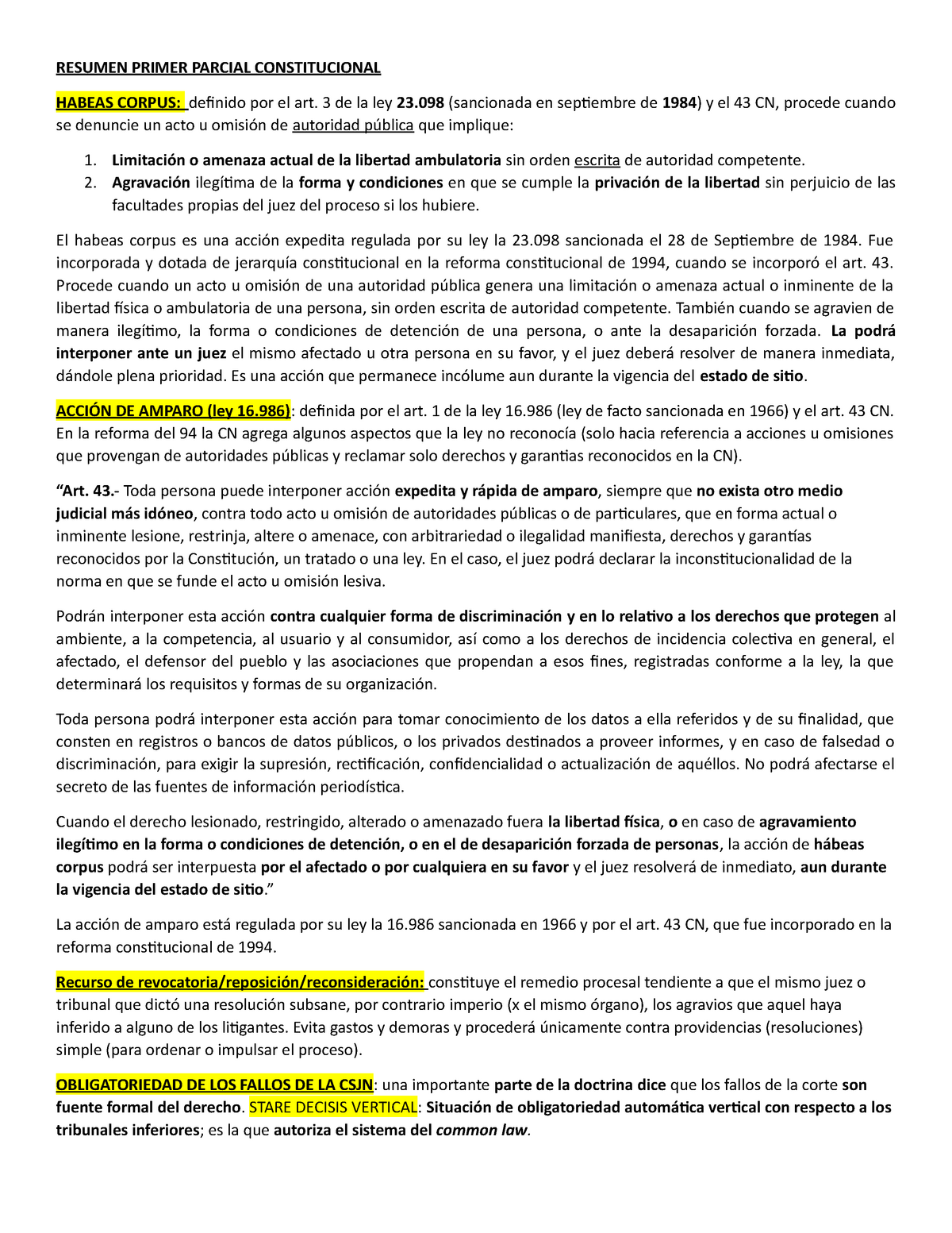 Resumen Derecho Constitucional 1era Parte - RESUMEN PRIMER PARCIAL ...