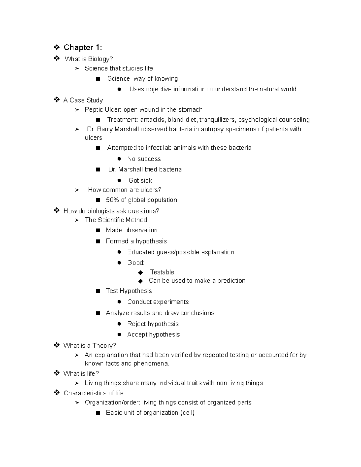 Bio Exam 1 - Review For Exam 1 - Chapter 1: What Is Biology? Science ...