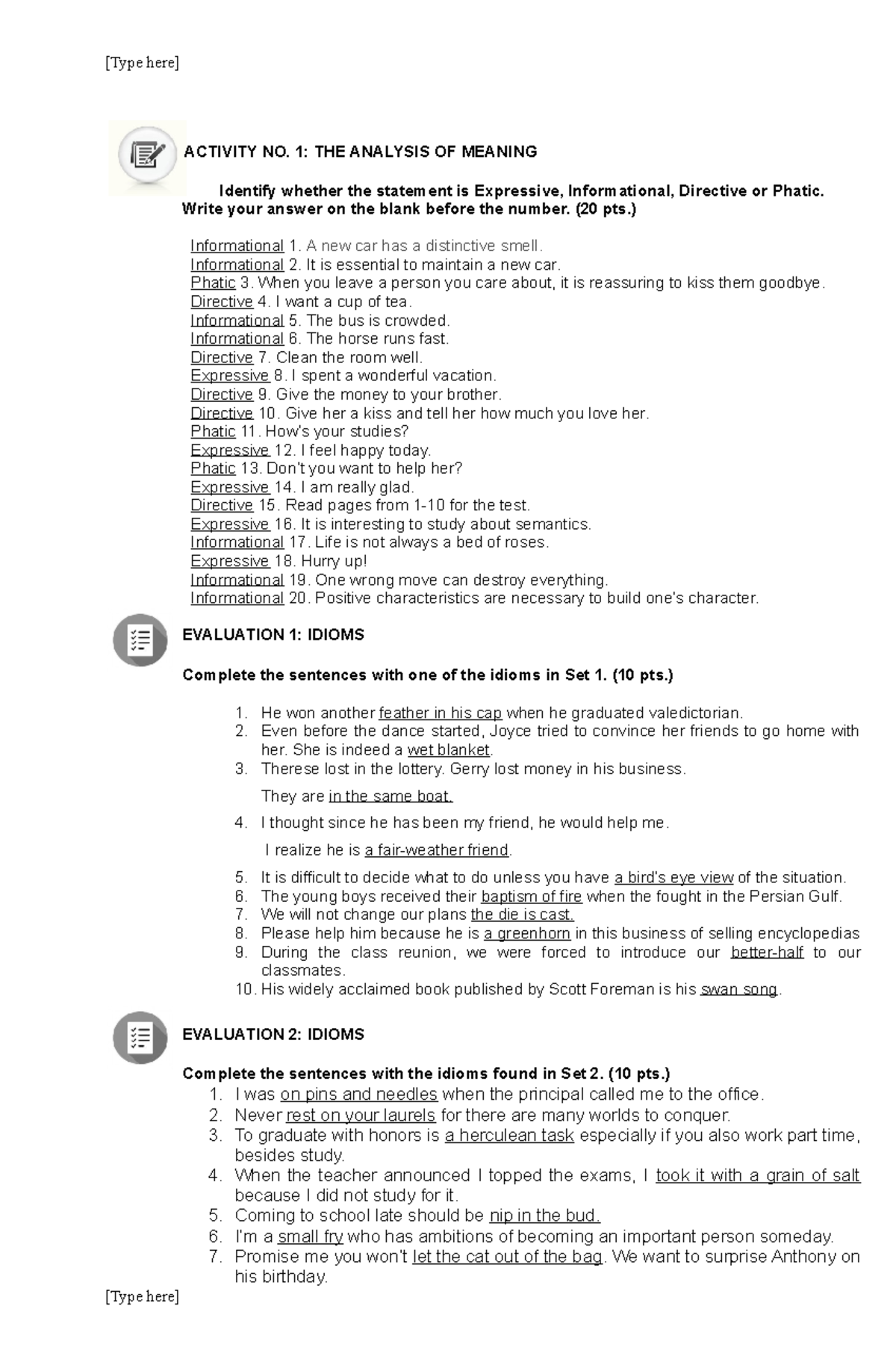 Workbook-IN- Semantics - ACTIVITY NO. 1: THE ANALYSIS OF MEANING ...