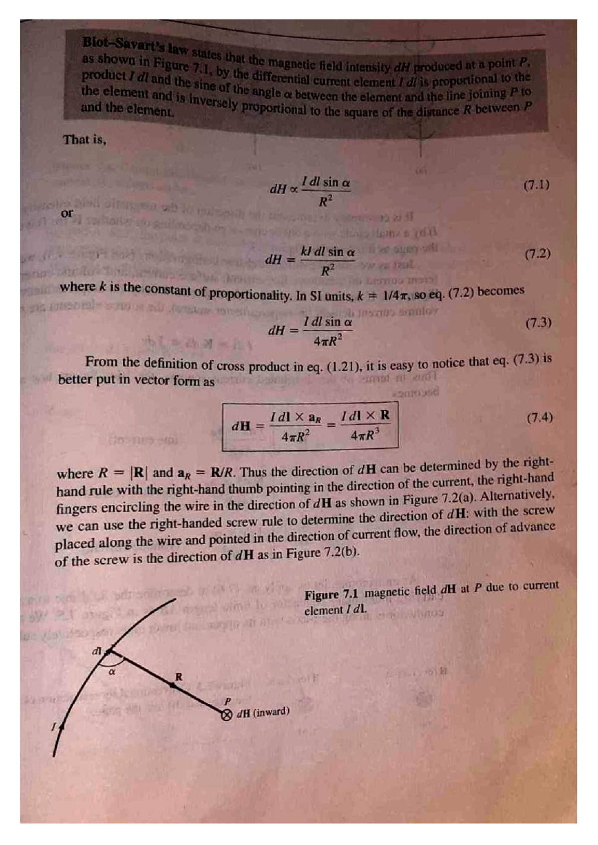 Biot Savart Law - NOTES - product I di and the 7, the differential ...