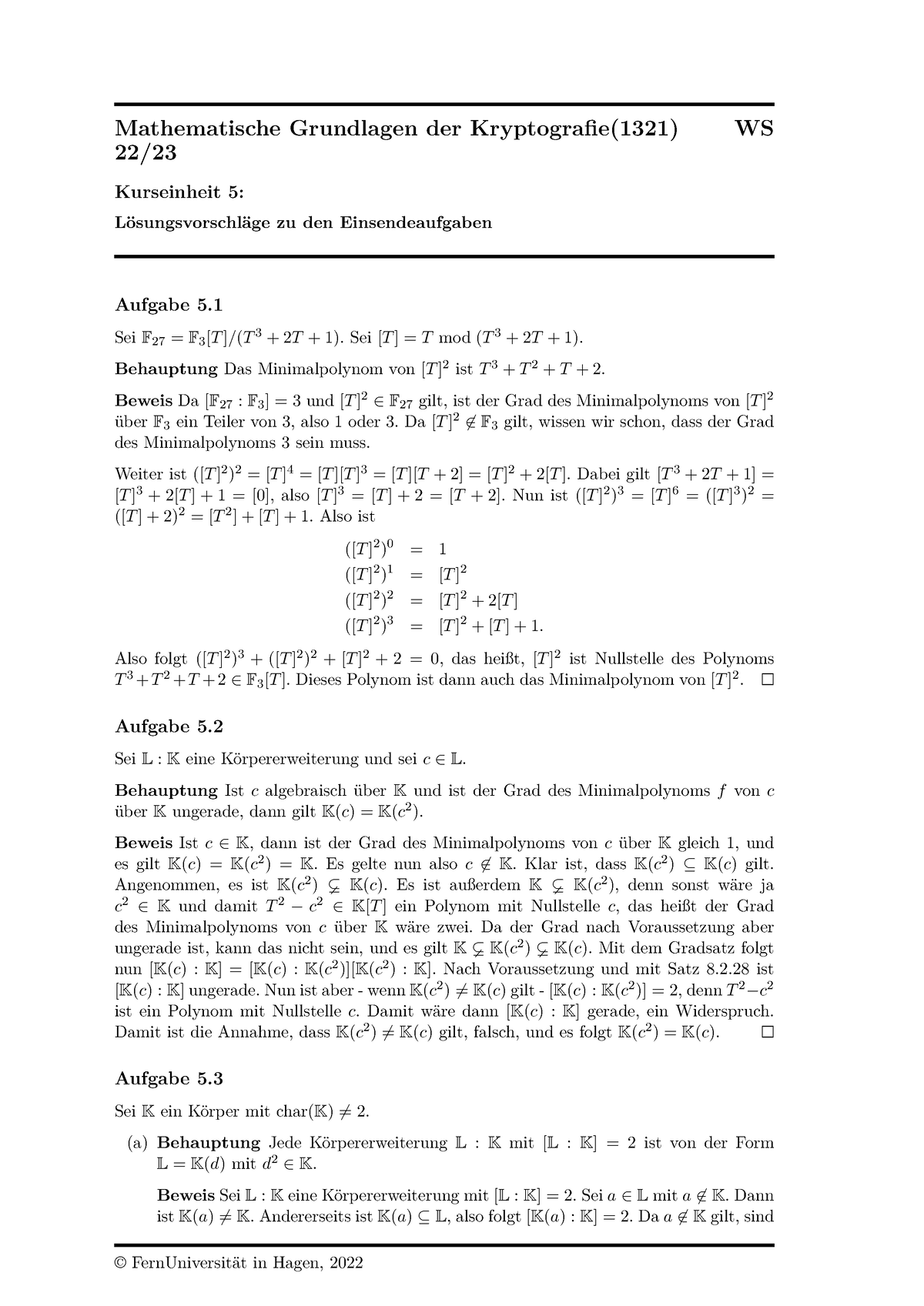 1321 Muster 5 - Wintersemester - Mathematische Grundlagen Der ...