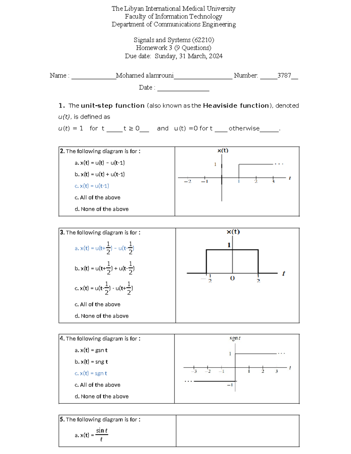 Signals and Systems - Homework 3 - Spring 2024 - The Libyan ...