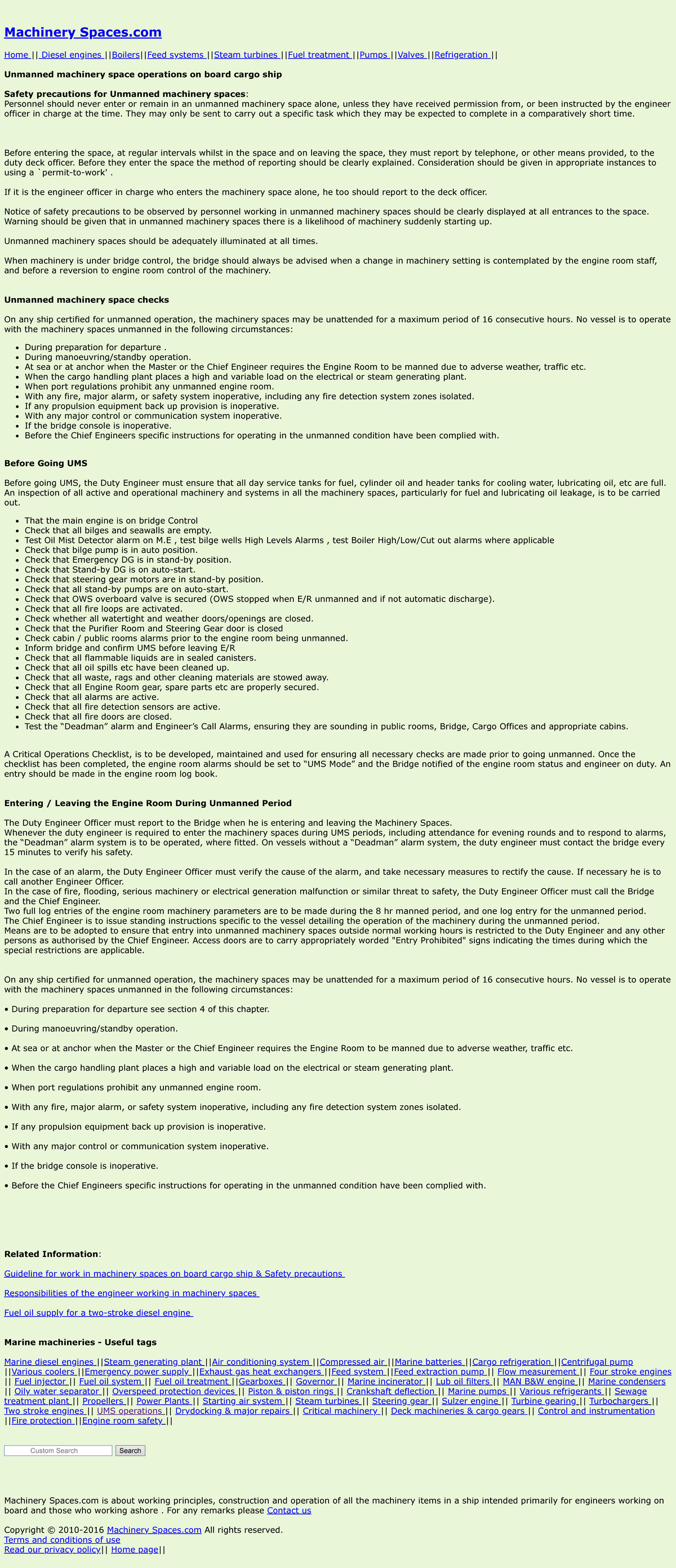 Unmanned machinery space operations on board cargo ship safety