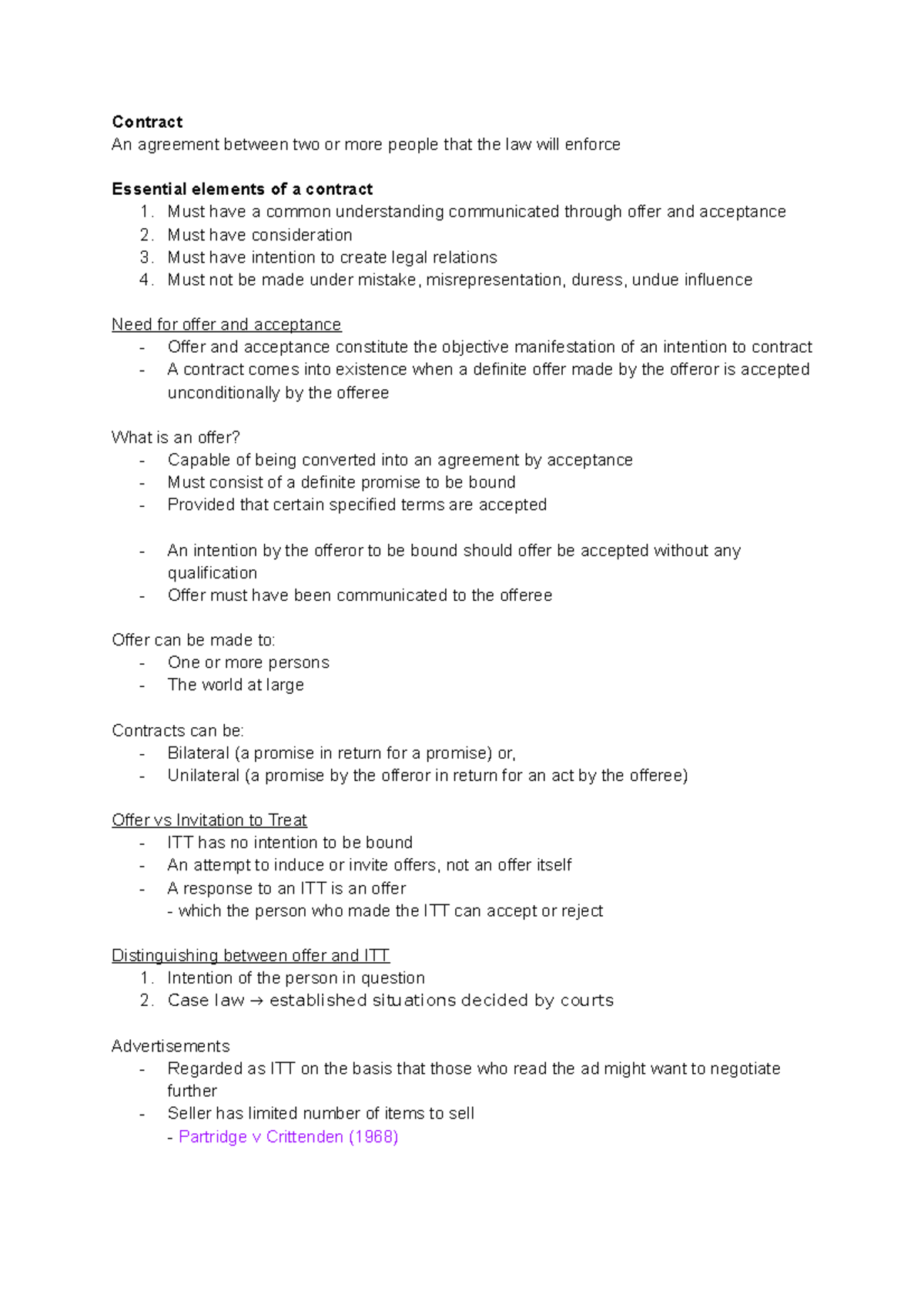 Chapter 2 Offer and Acceptance - Contract An agreement between two or ...