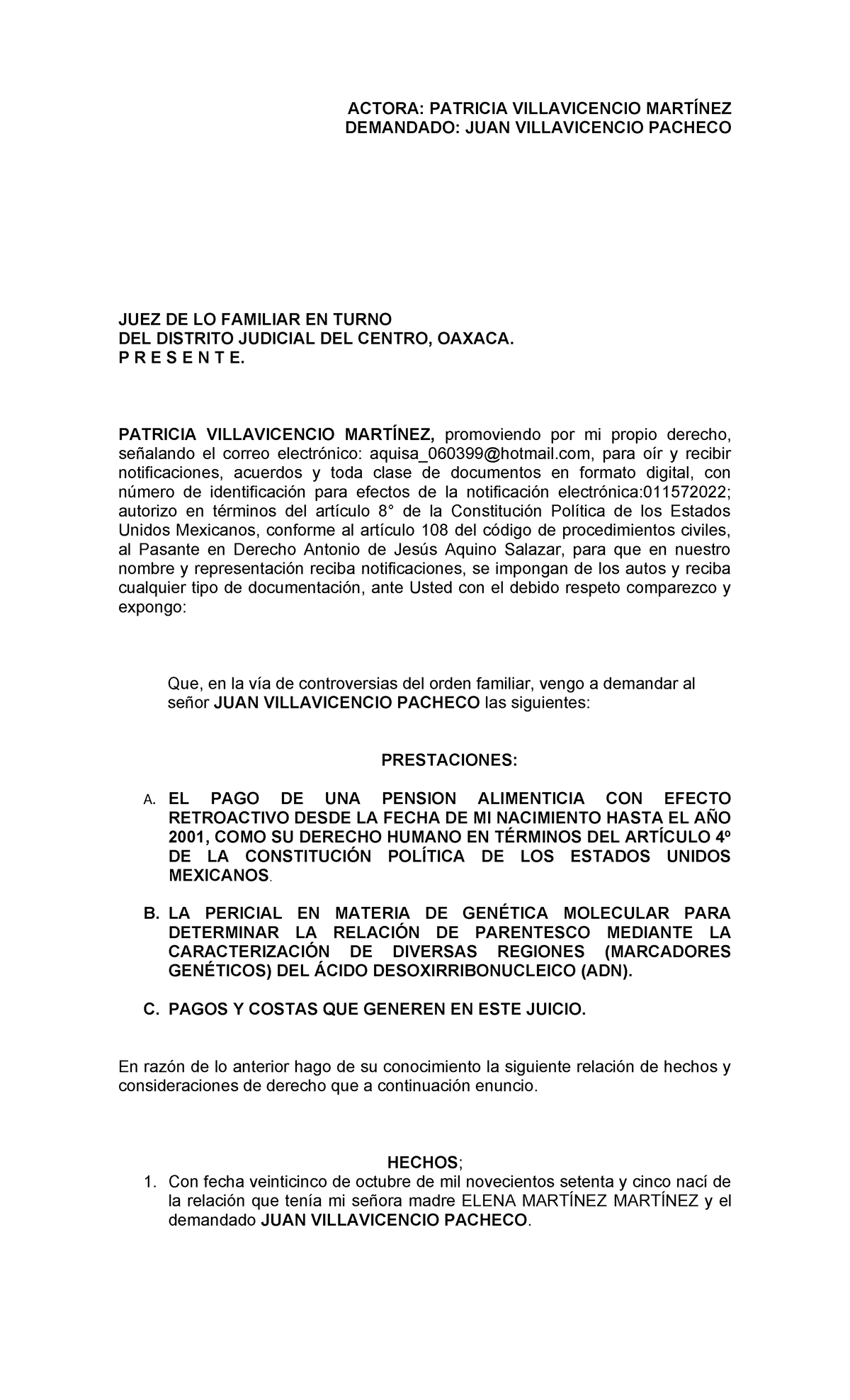 Actora Patricia Villavicencio Martínez - ACTORA: PATRICIA VILLAVICENCIO ...