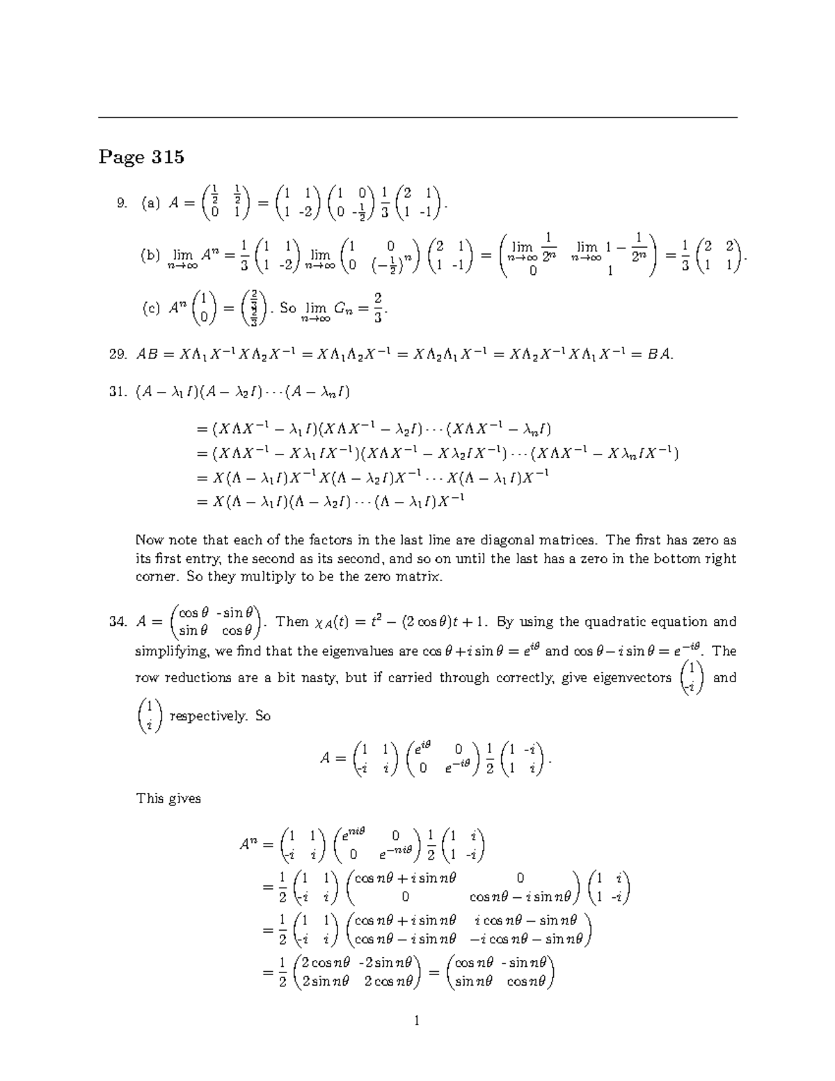 Hw11solns - Solutions to homework 11 - Page 315 1 9. (a) A = 2 1 2 0 1 ...