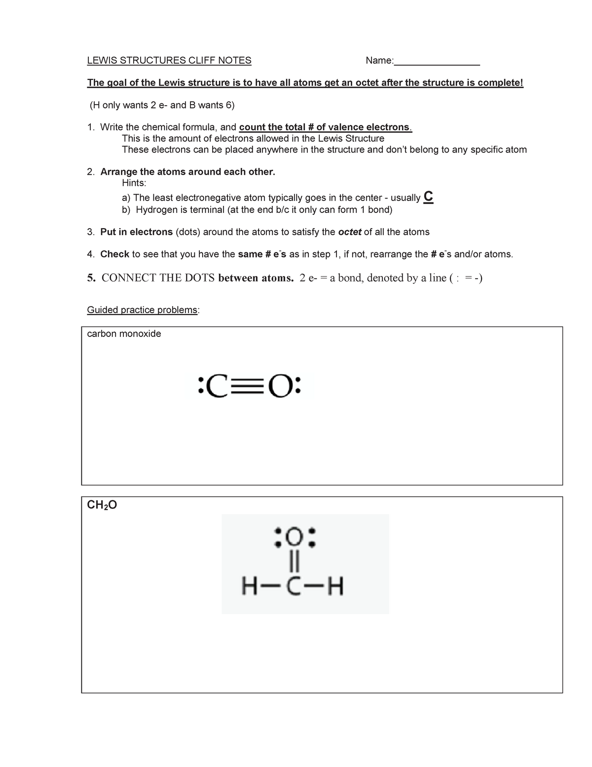 Lewis Structures Practice Exercises Answers - LEWIS STRUCTURES Within Lewis Structure Worksheet With Answers