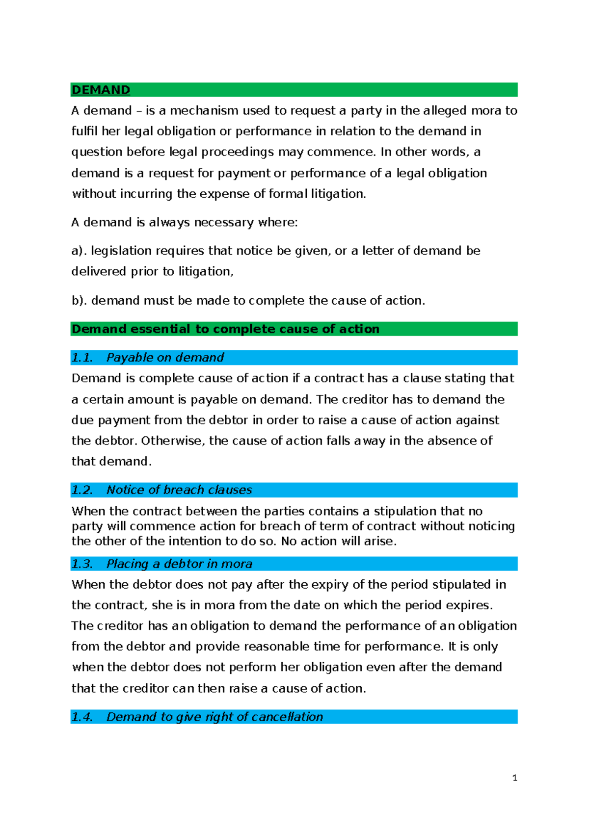 CLP37W2 Class Notes - Appeals and Reviews - DEMAND A demand – is a ...