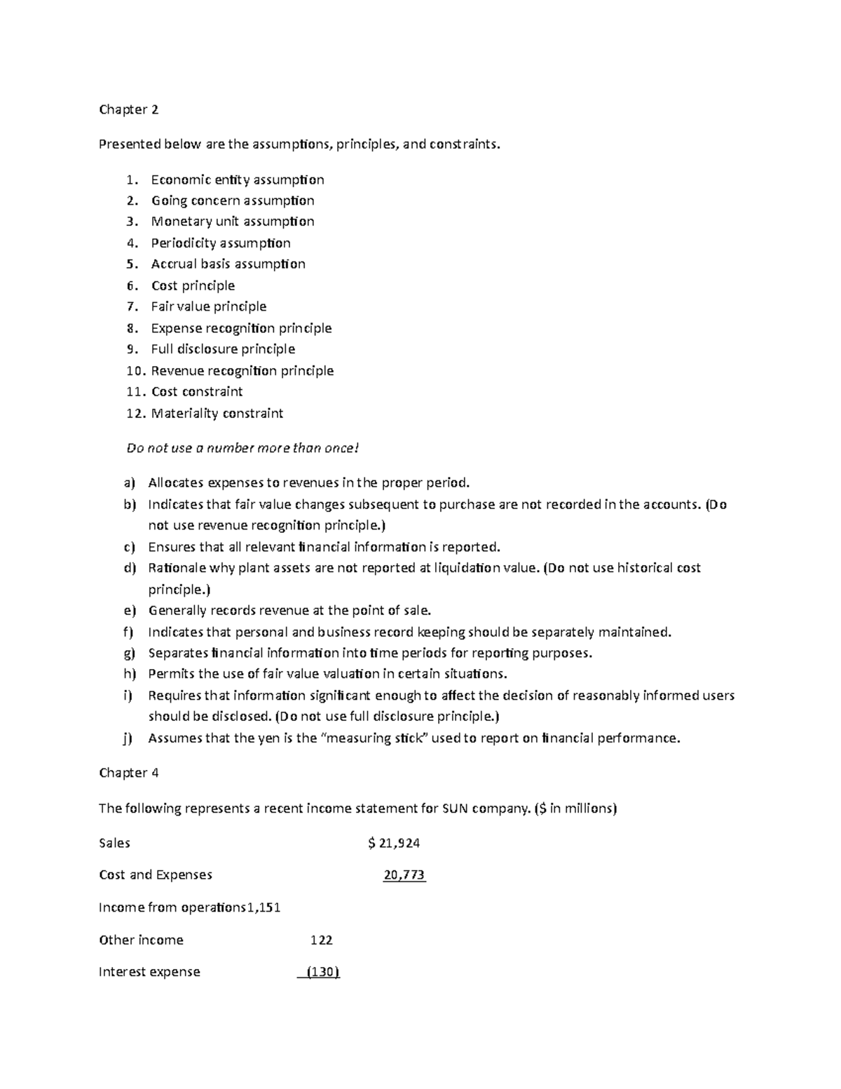 Intermediate Accounting - Exercise - Chapter 2 Presented Below Are The ...