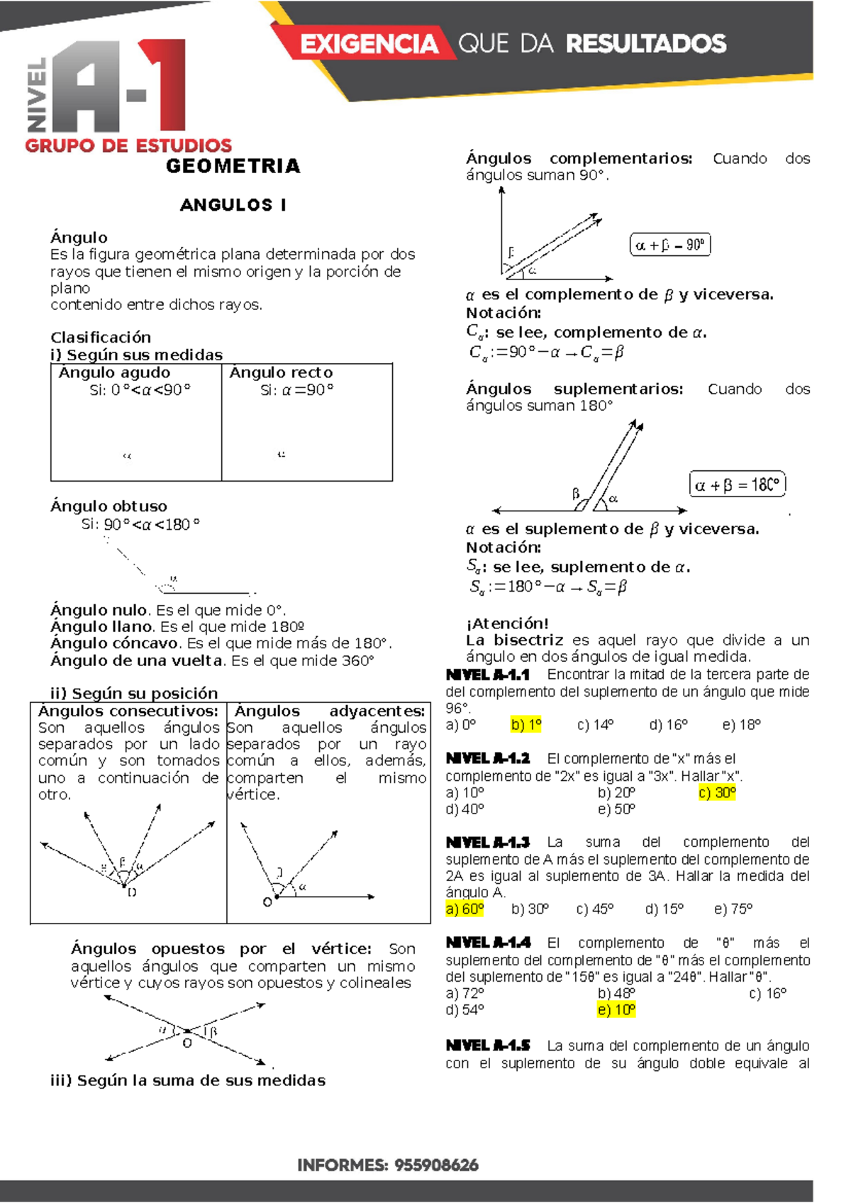 Geometria Angulos - Envío material - GEOMETRIA ANGULOS I Ángulo Es la ...