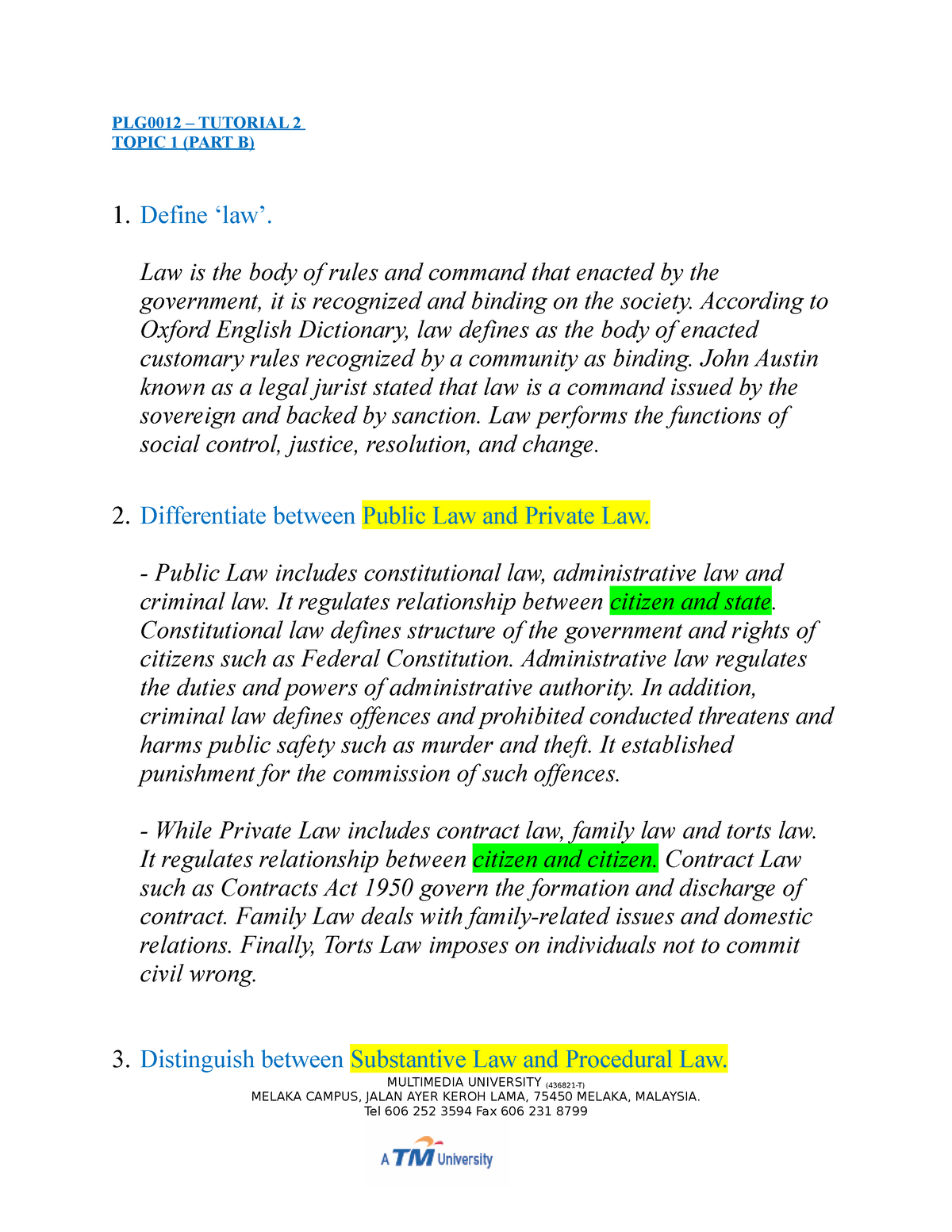 TUT 2 - Topic 1 (Part B) - Study Bro Study - PLG0012 – TUTORIAL 2 TOPIC ...