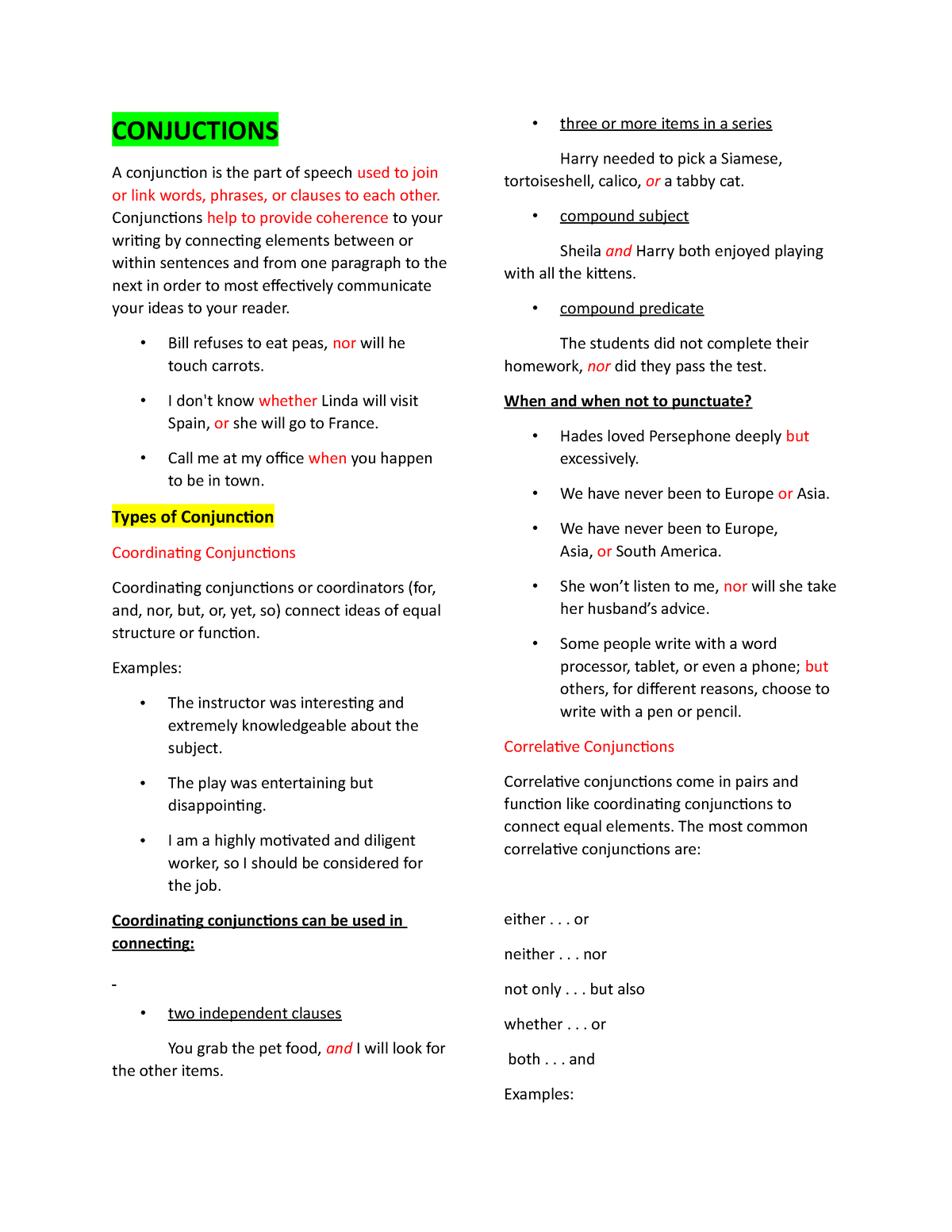 ENG- Midterm- Reviewer - CONJUCTIONS A conjunction is the part of ...