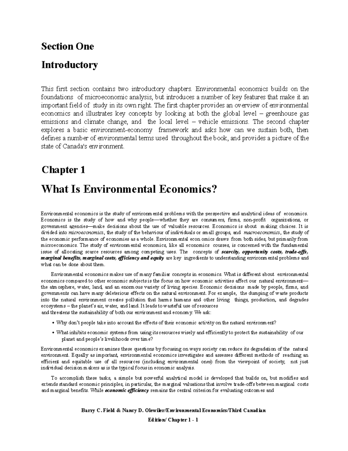 Environmental Economics BOOK - Section One Introductory This First ...