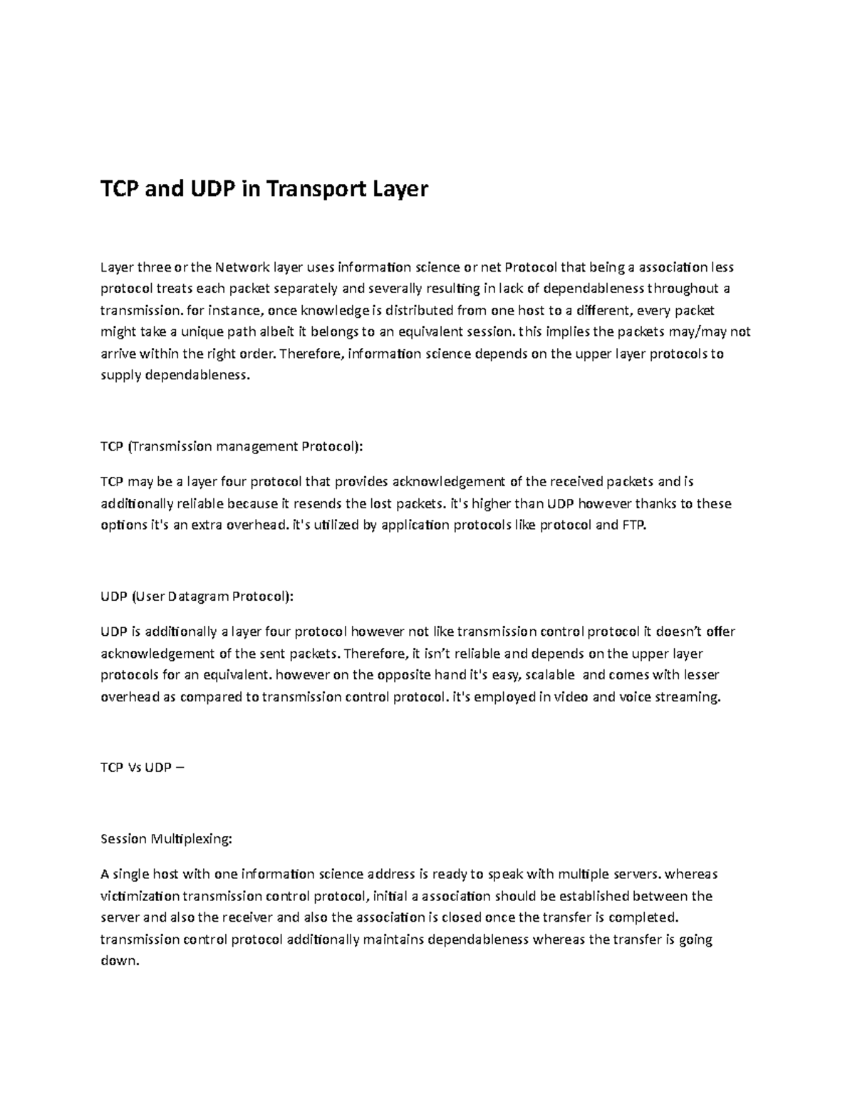 TCP and UDP in Transport Layer - for instance, once knowledge is ...