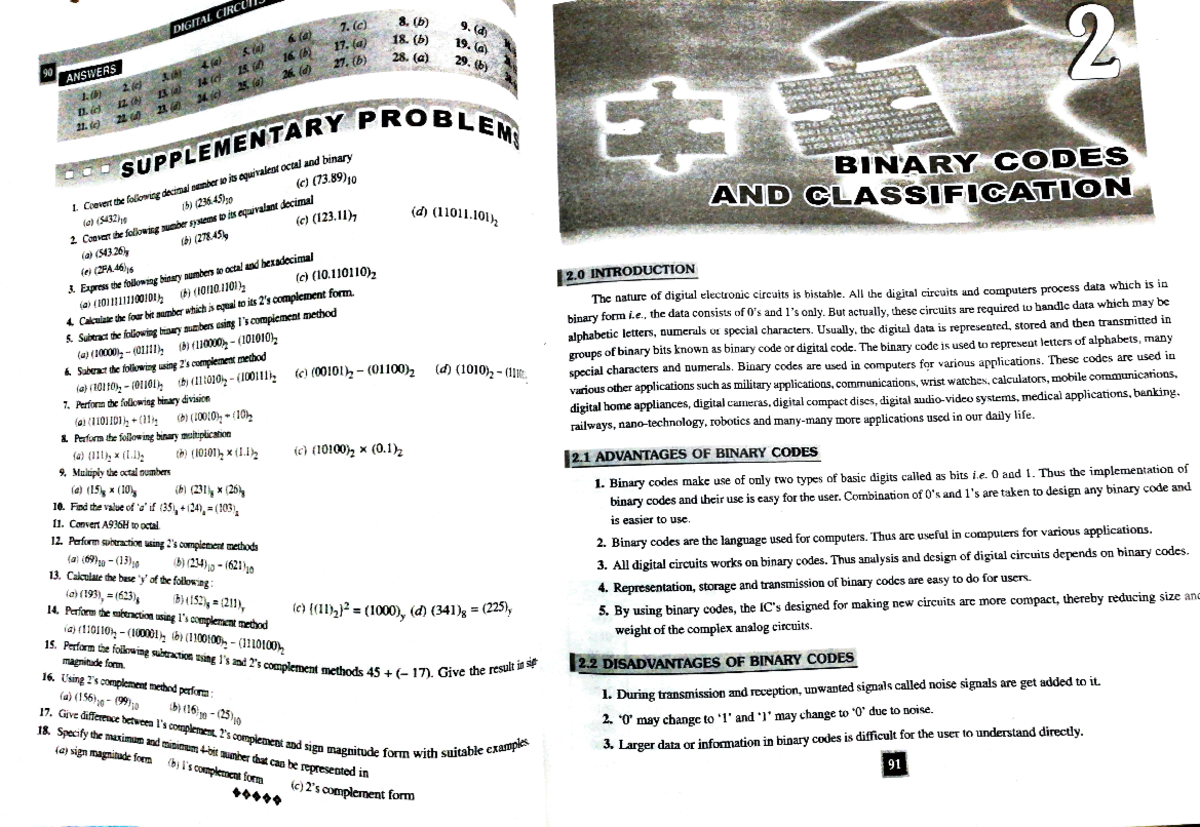 Binary CODE AND Classification BOOK - 2 (b) DIGITAL CIRCUII 16 (b 17 ...