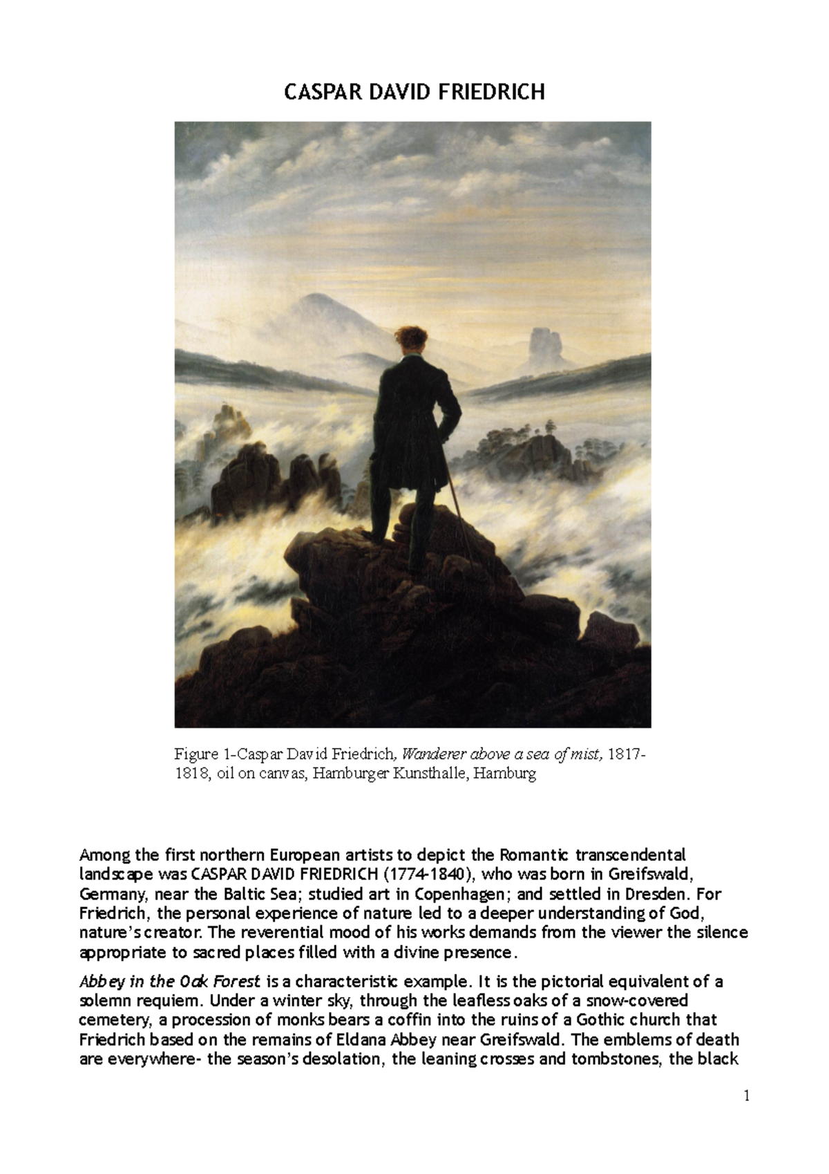 Friedrich and romanticism - CASPAR DAVID FRIEDRICH Among the first ...