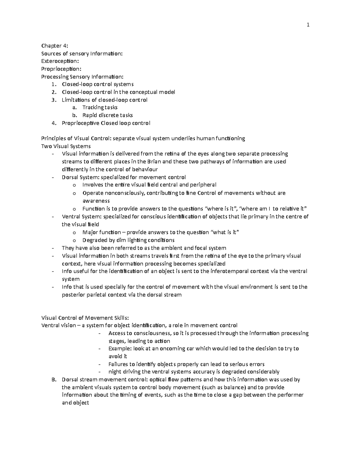 Motorcontrolchap 4 - Summary Motor Learning and Performance - 1 Chapter ...