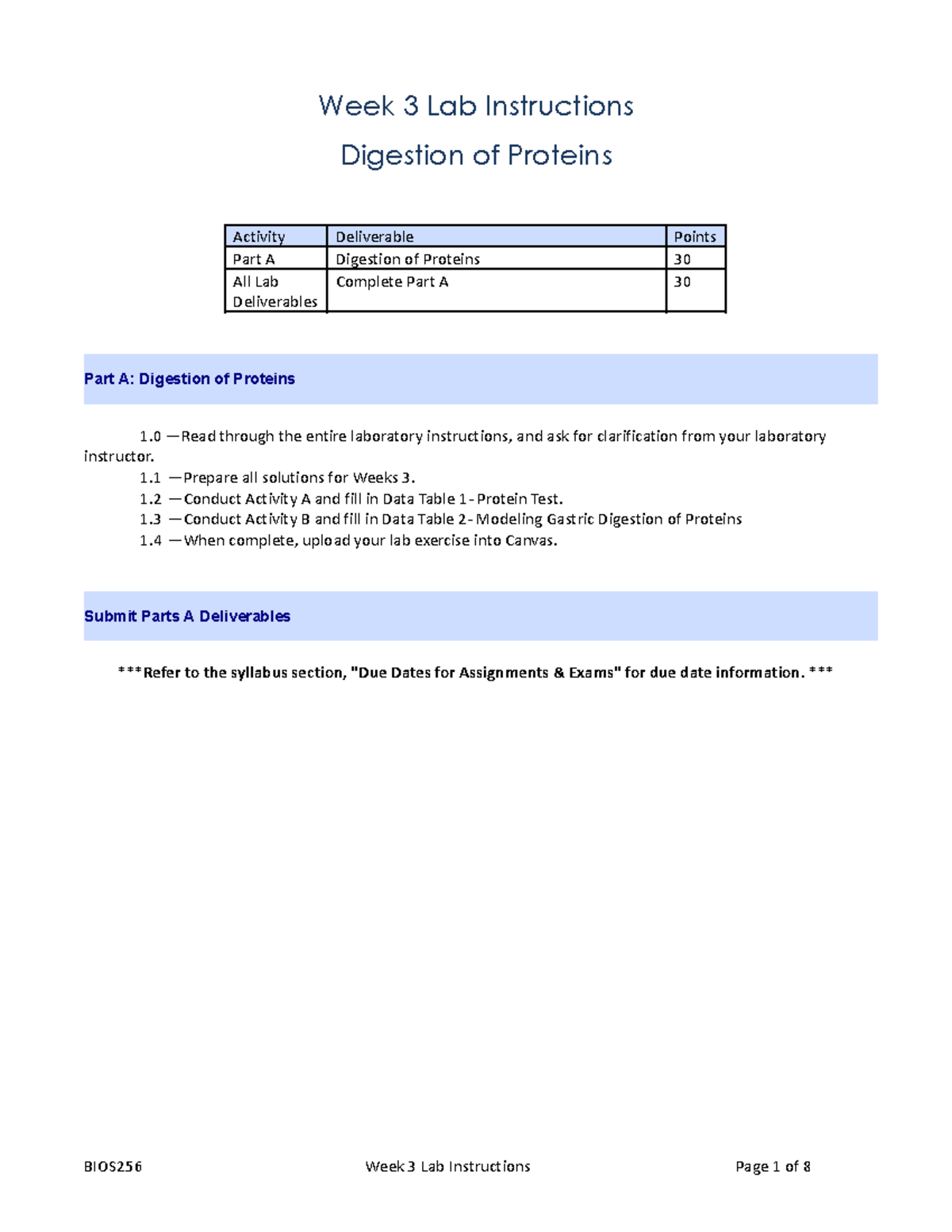 BIOS256 Week 3 Lab May 2021 - Week 3 Lab Instructions Digestion Of ...