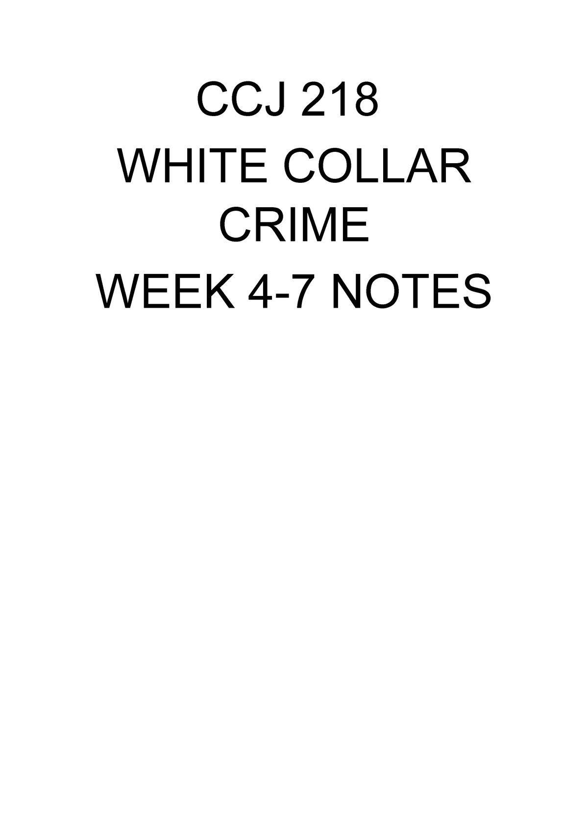 notes on white collar crime