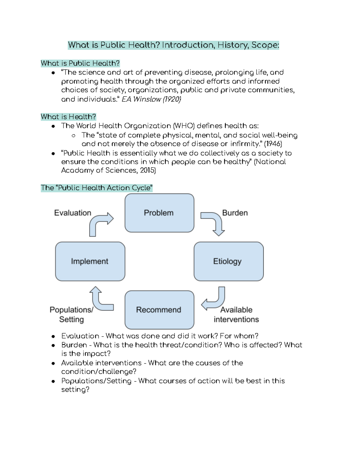 Week 1 Lecture - What is Public Health Introduction, History, Scope - H ...