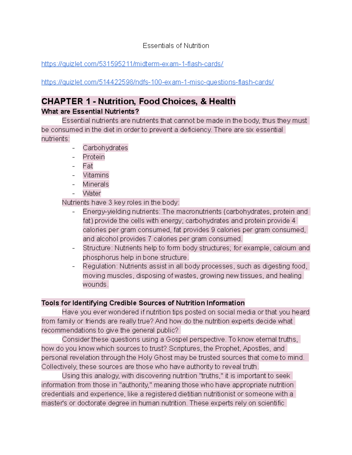 NDFS 100 Chapters 19 Notes Essentials of Nutrition quizlet/531595211