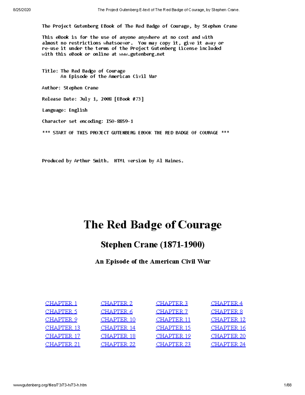 red badge of courage essay topics