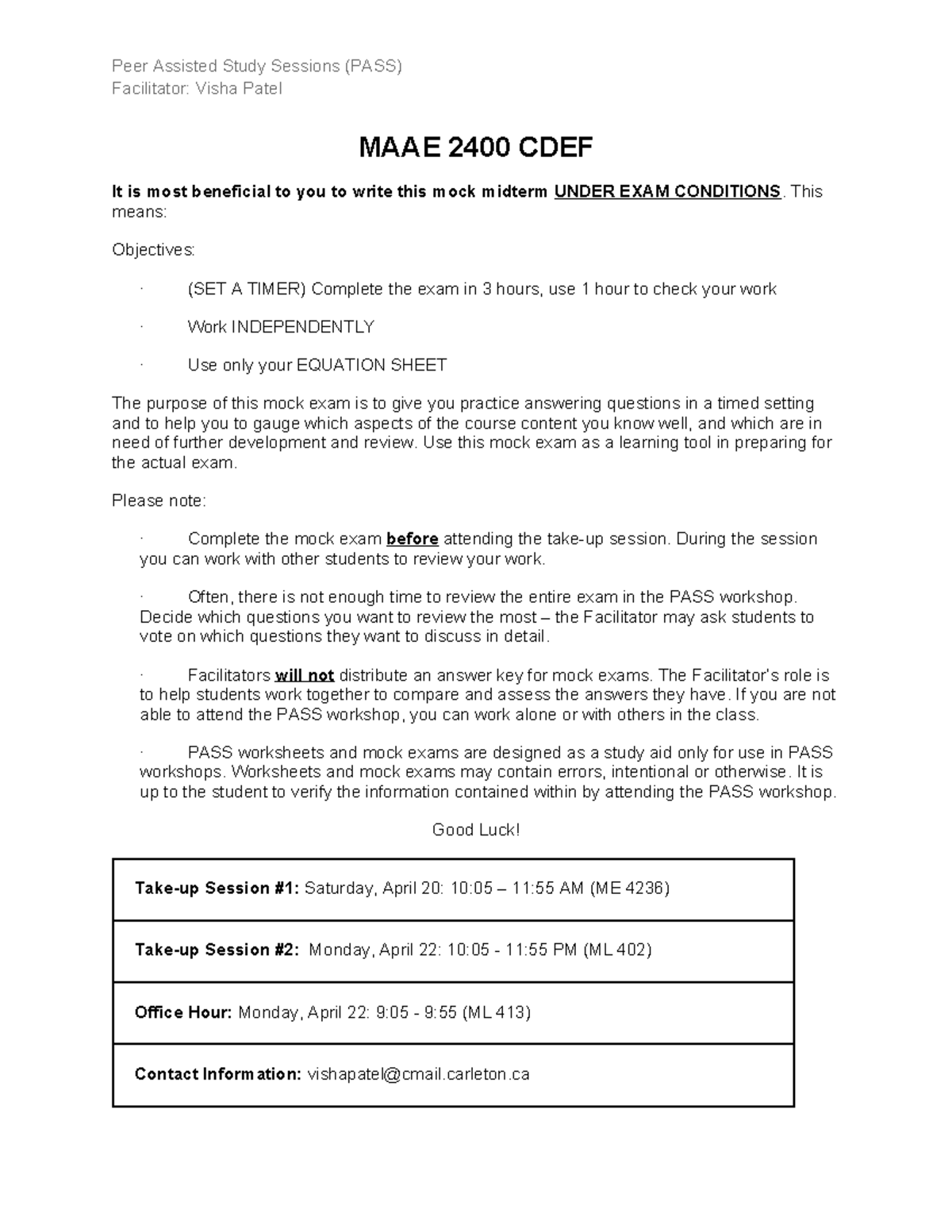 MAAE 2400 CDEF - Mock Final Thermodynamics and Heat Transfer ...