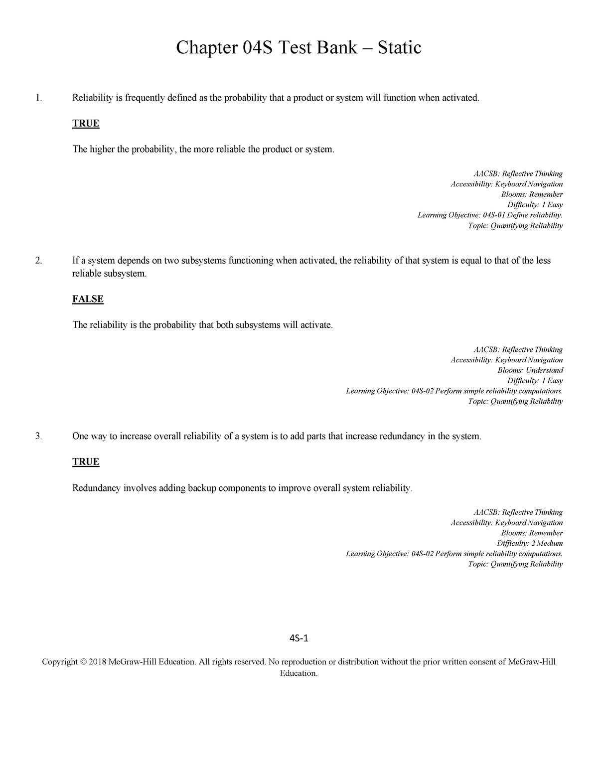 Chapter 04S Test Bank - Testbank - 4S- Copyright © 2018 McGraw-Hill ...