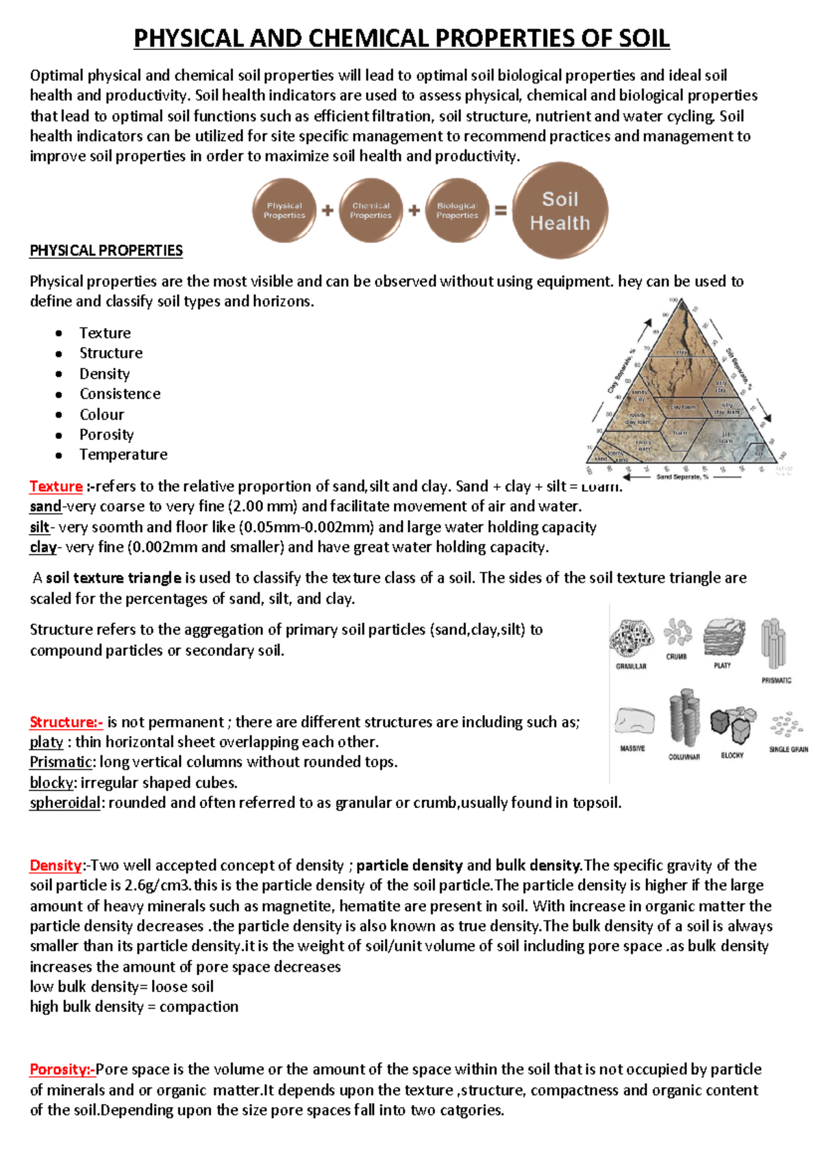 Physical& Chemical properties of soil PHYSICAL AND CHEMICAL