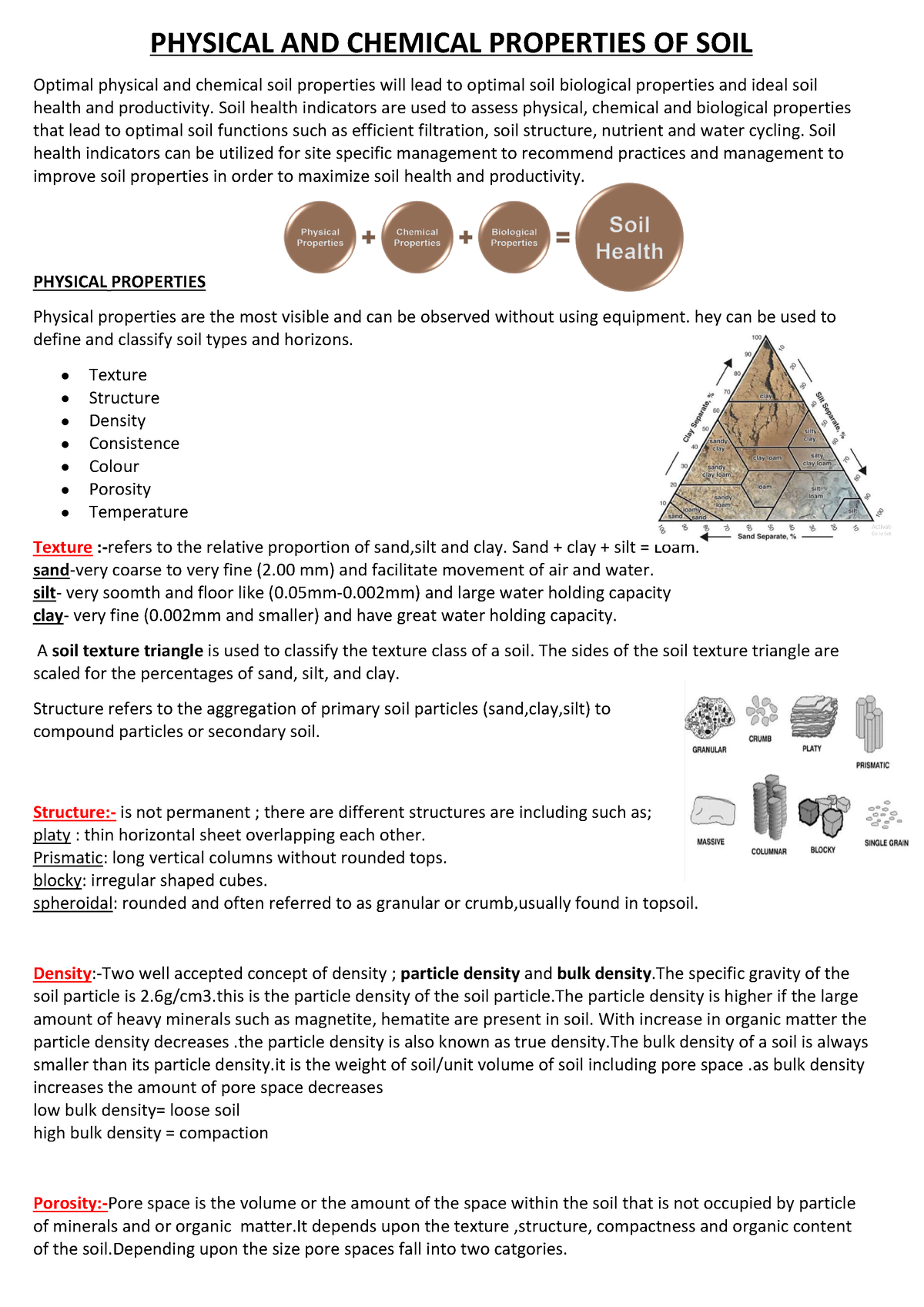 Physical Chemical Properties Of Soil PHYSICAL AND CHEMICAL 