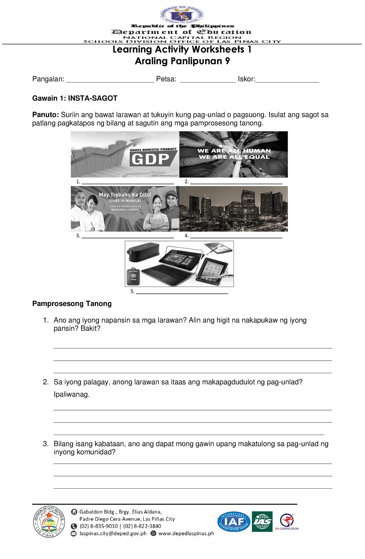 Q4 LAW 1 WEEK 1 2 - Activity Sheets - Learning Activity Worksheets 1 ...