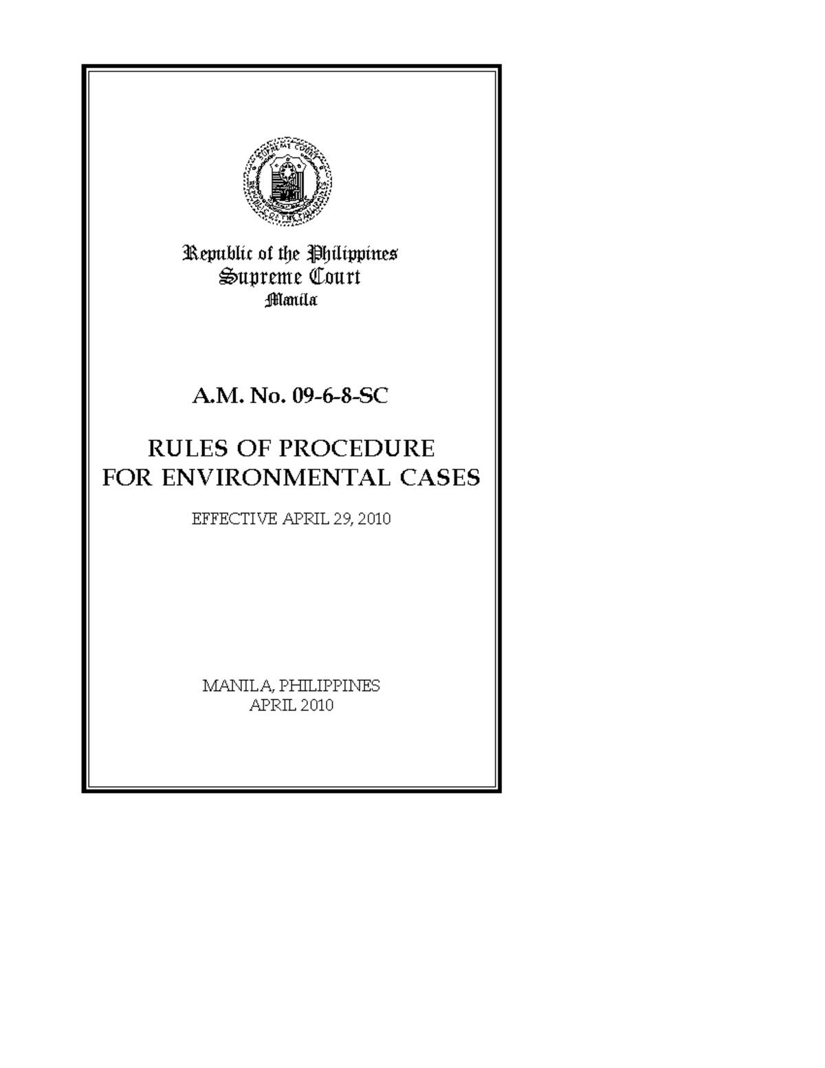 Rules of Procedure for Envi Cases - Rules of Procedure for ...