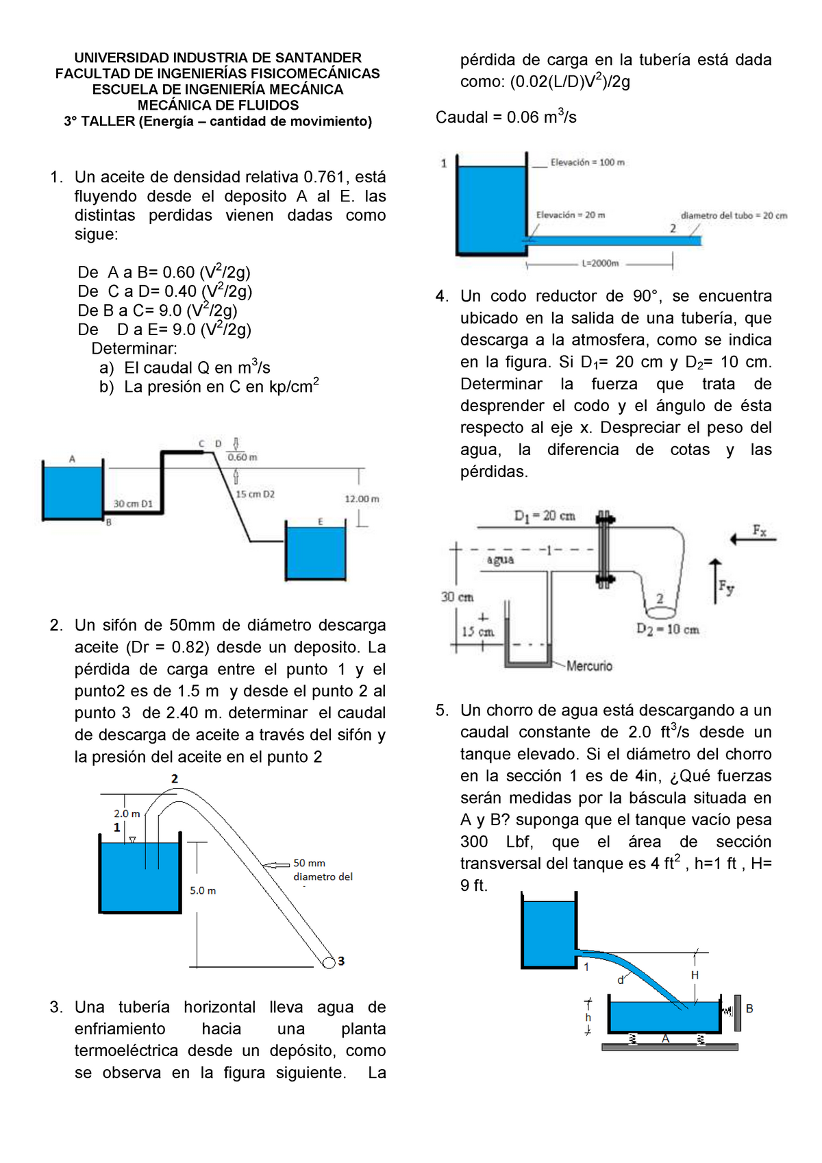 Tercer Taller De Mecanica De Fluidos - UNIVERSIDAD INDUSTRIA DE ...