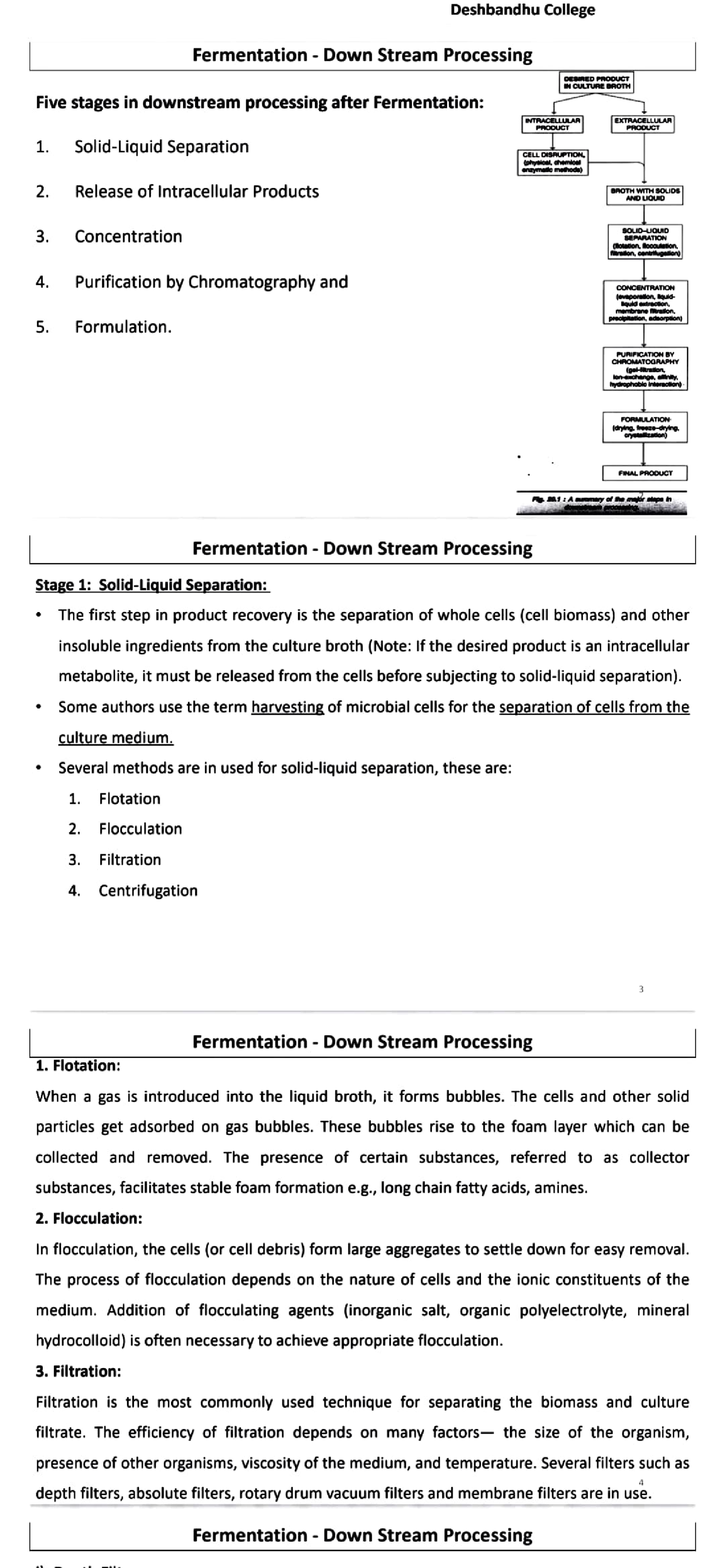 Downstream Processing Fermentation Down Stream Processing Stage Solid Liquid Separation