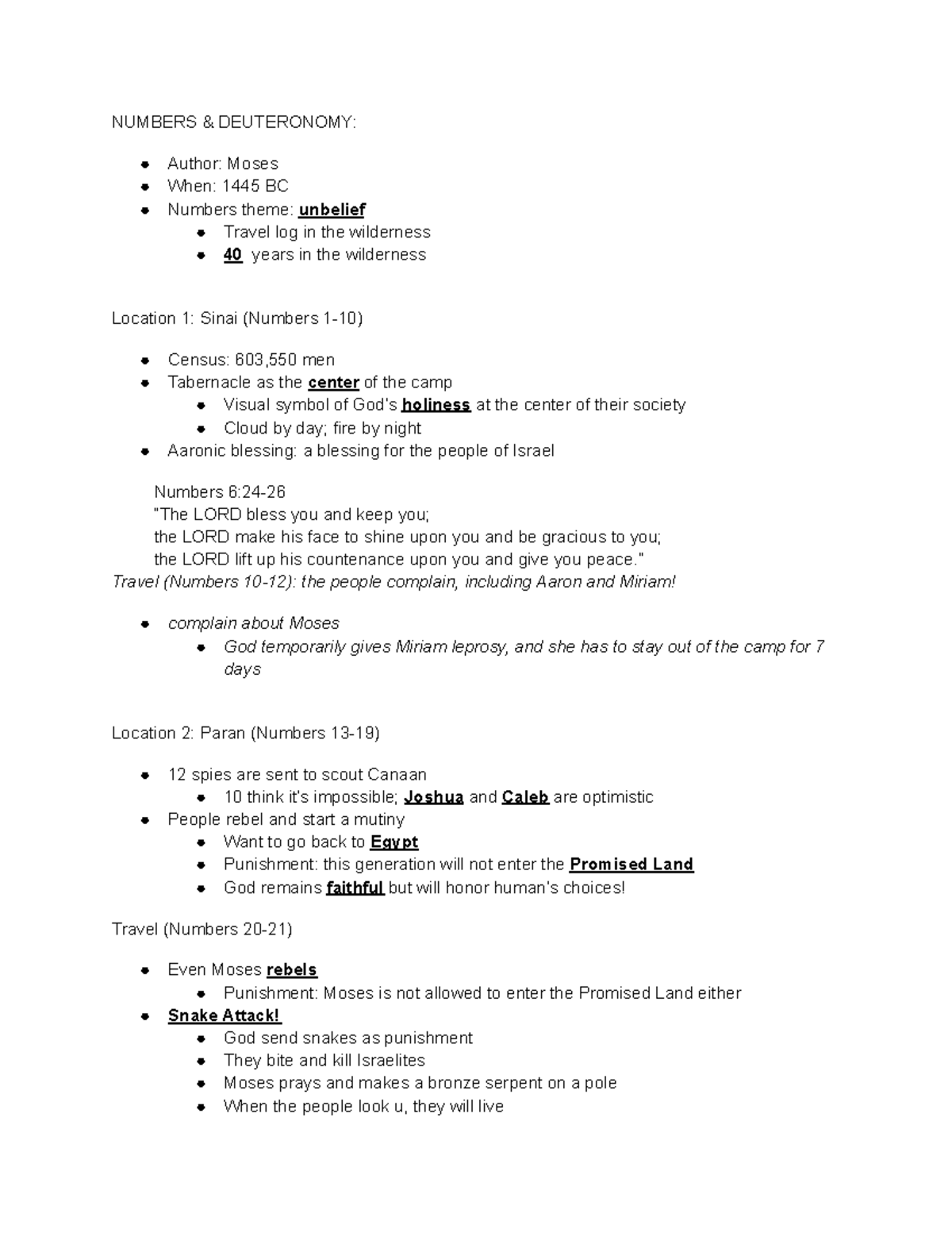 Bible Notes Chapter 5 - NUMBERS & DEUTERONOMY: Author: Moses When: 1445 ...