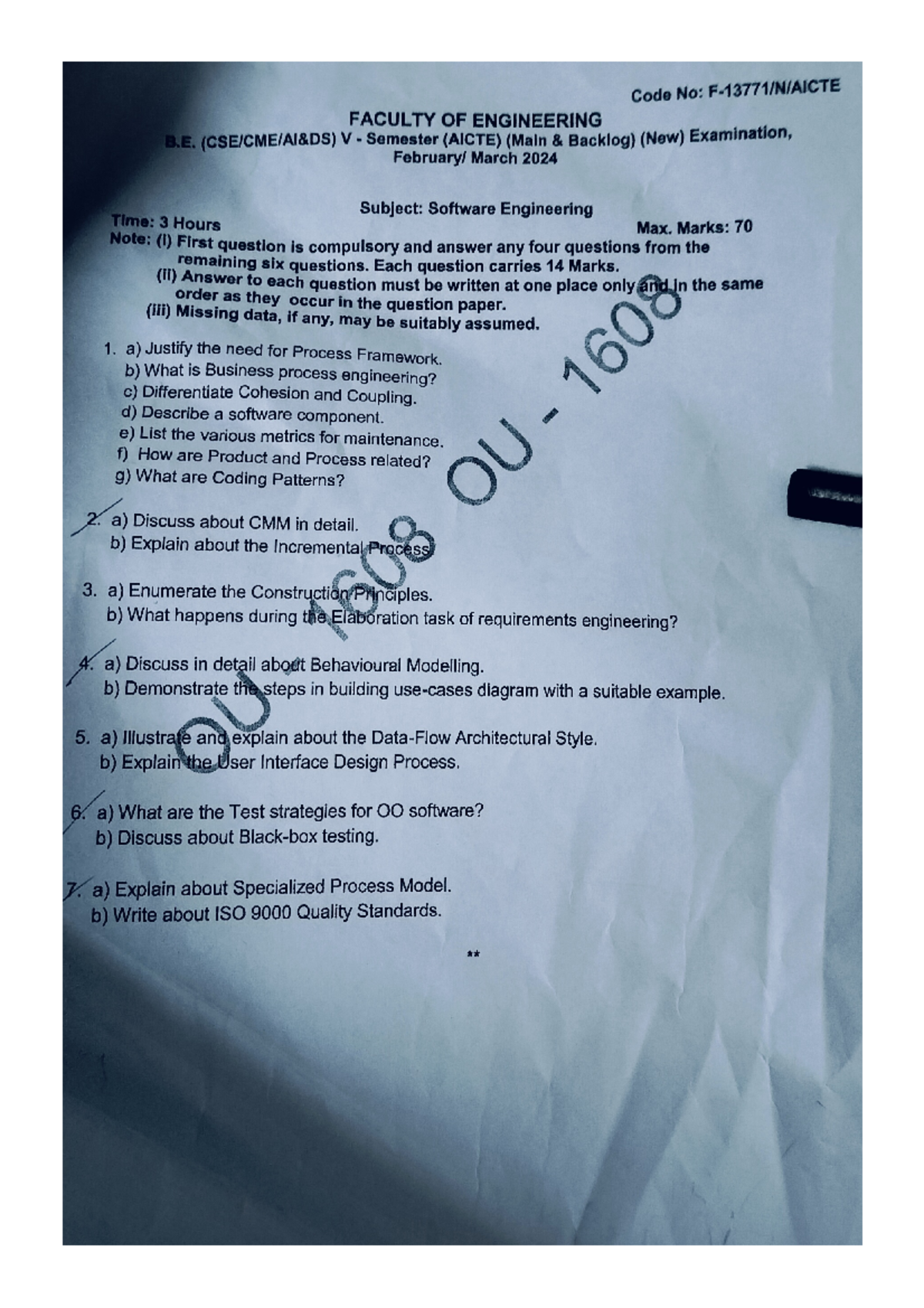 Software Engineering 2024 - Code No: FACULTY OF ENGINEERING B. V ...