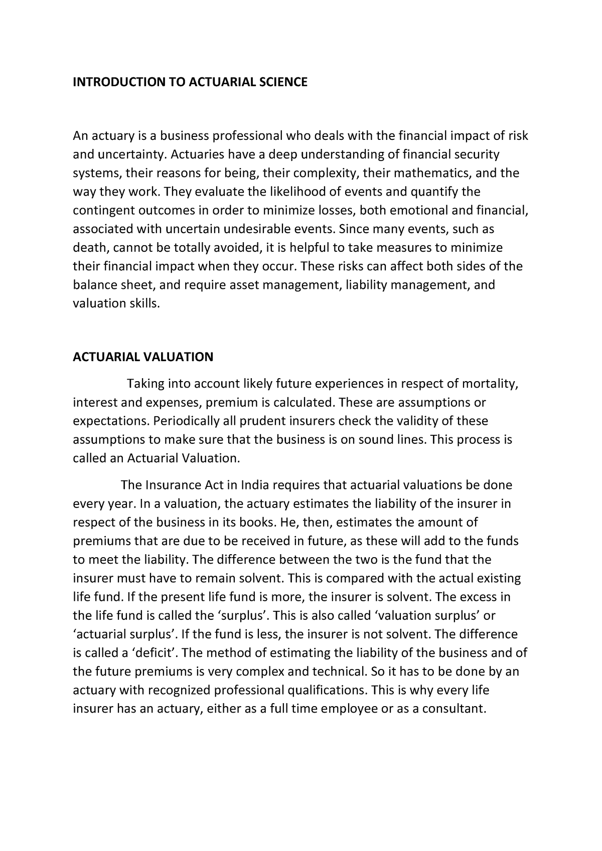 dissertation topics in actuarial science