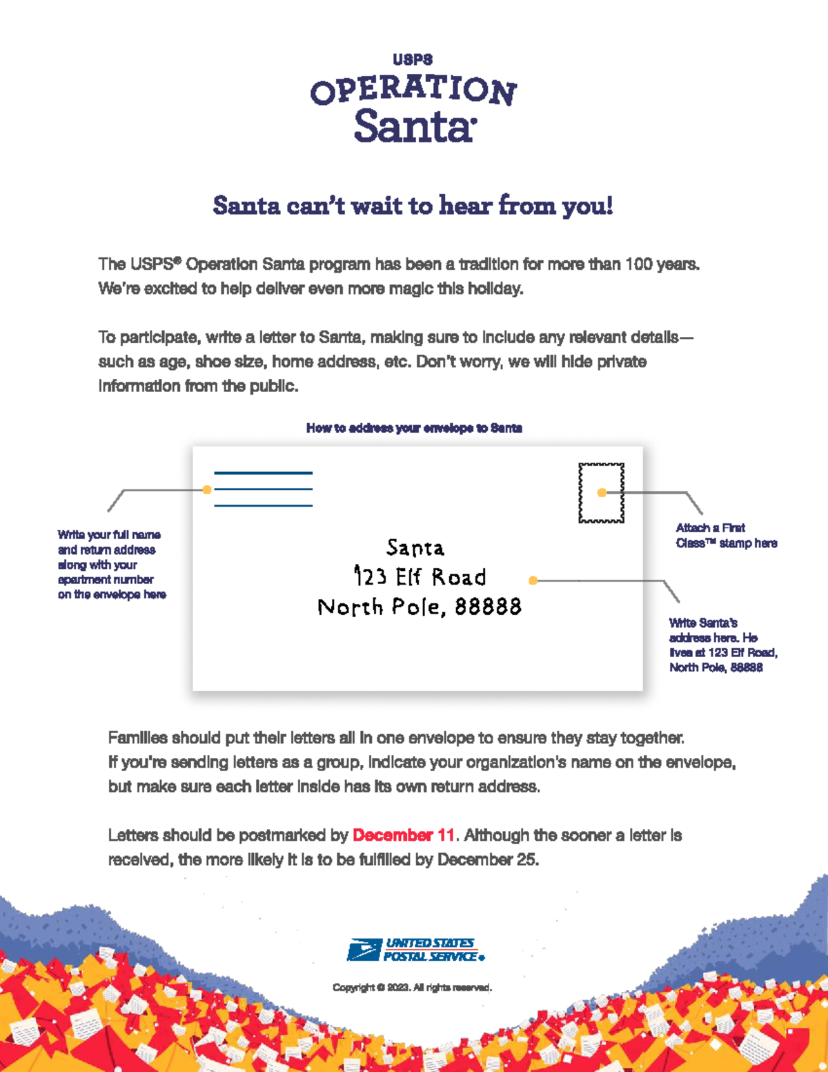 USPS Operation Santa - Letter Writing Kit - EN - Santa can’t wait to ...