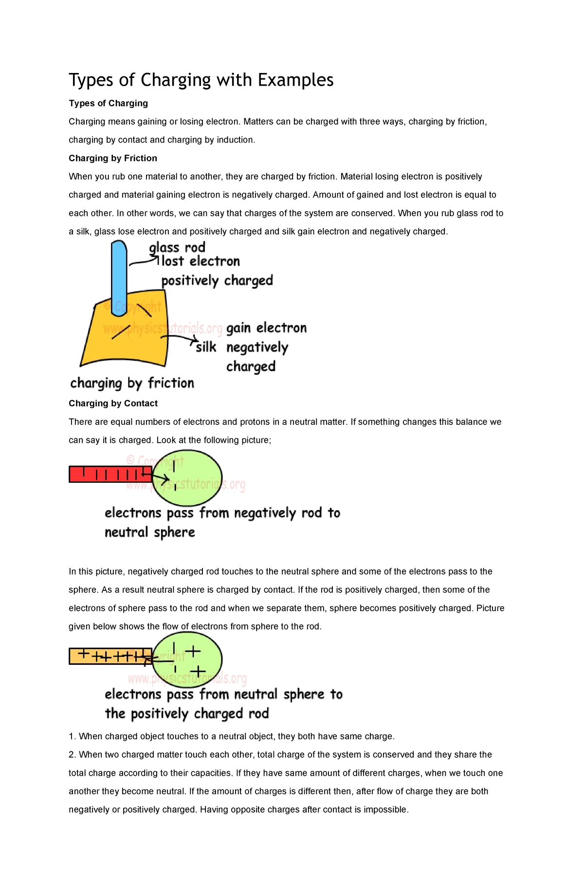 Types of Charging with Examples - Matters can be charged with three ...