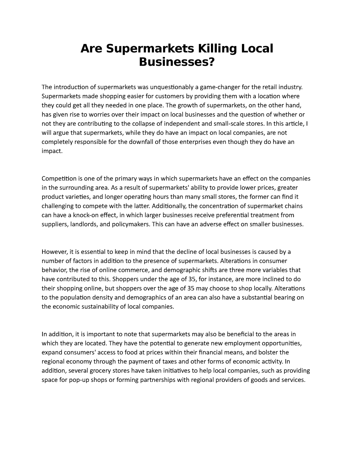 write a descriptive essay on a local market