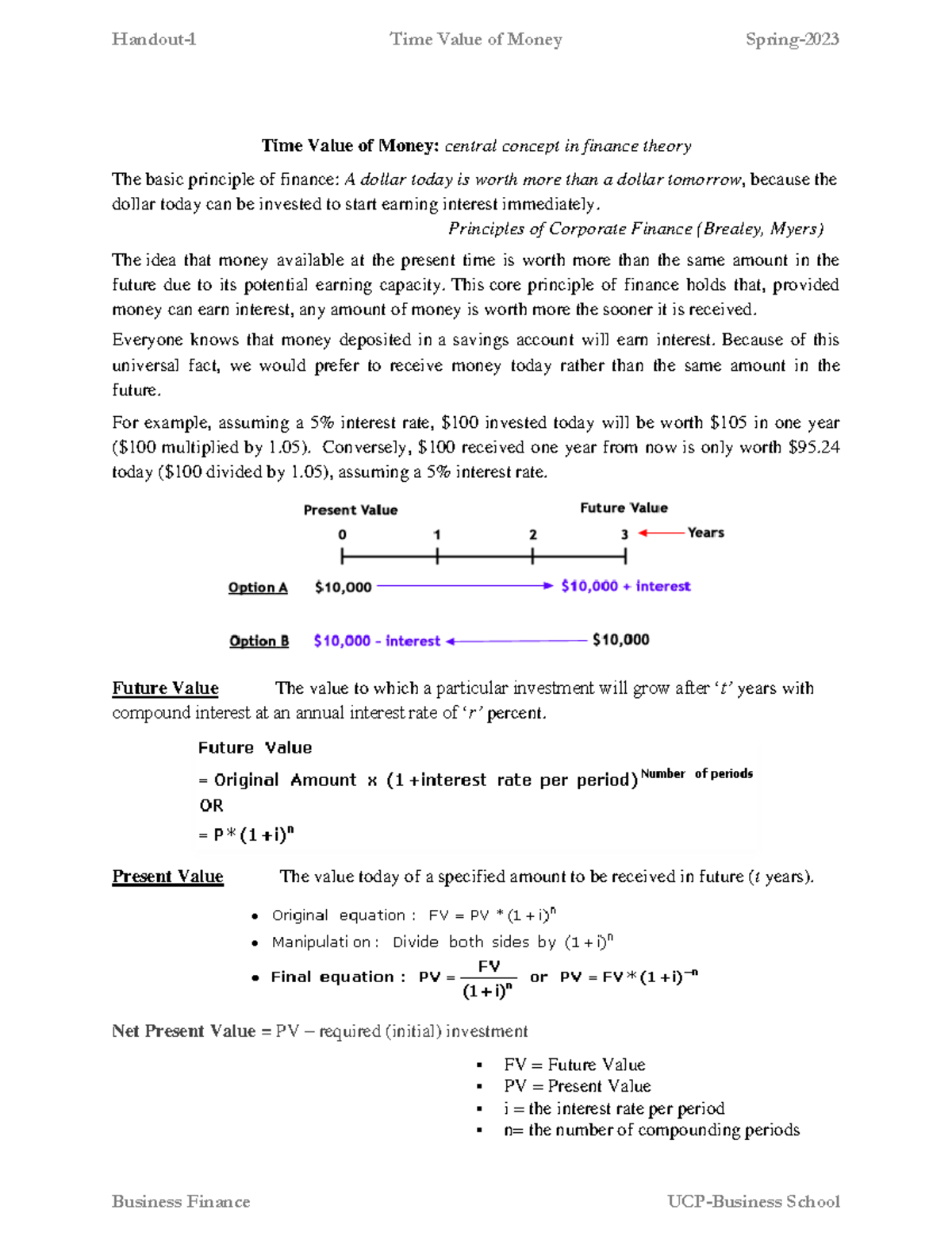 Handout 1 Time Value of Money - Principles of Corporate Finance ...