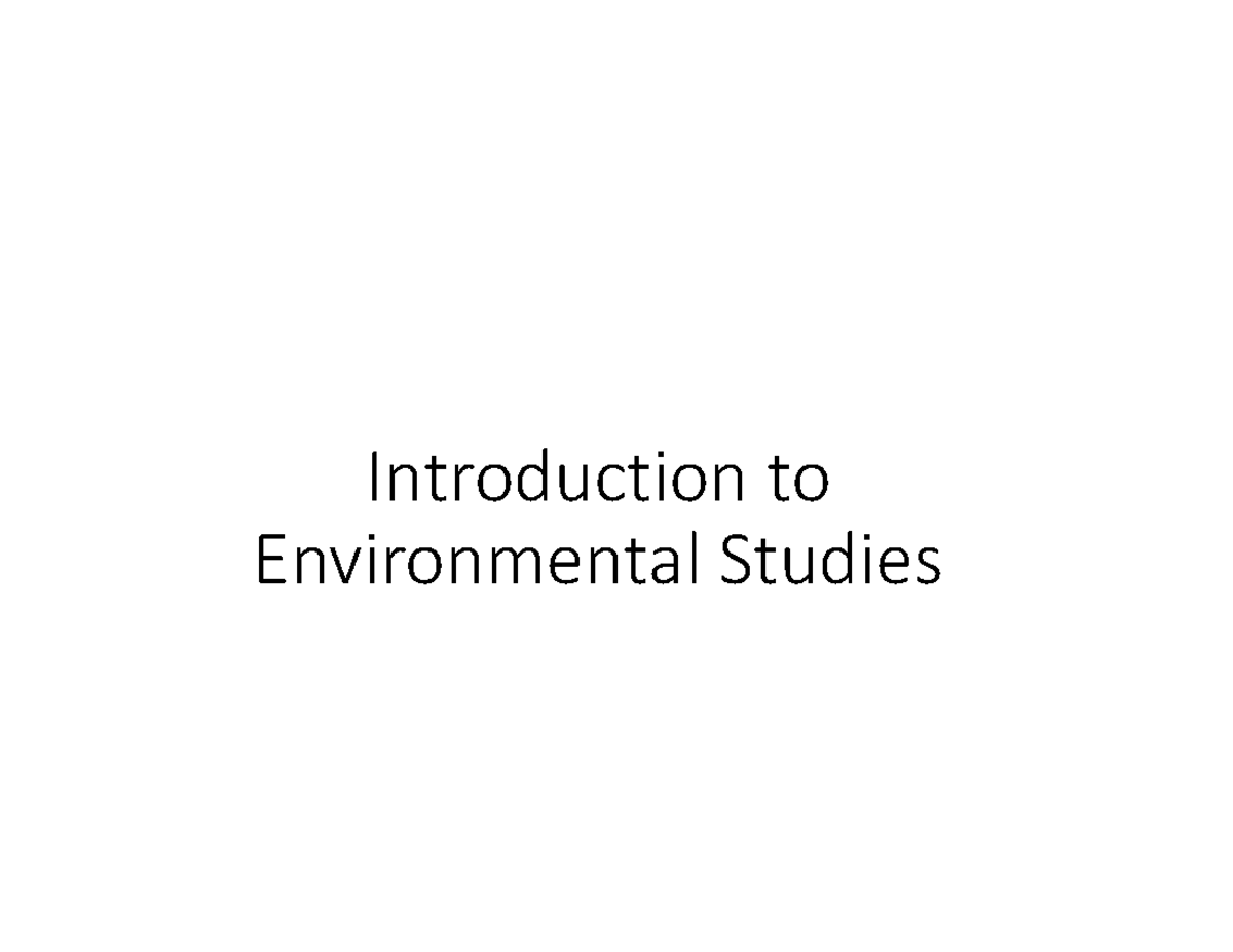 EVS Ch 1 - Introduction to Environmental Studies ####### Environmental ...