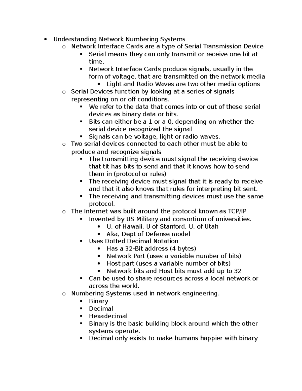 Understanding Network Numbering systems Network Interface Cards