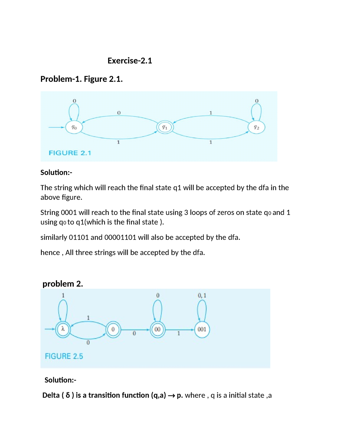 theory of computation assignment solution