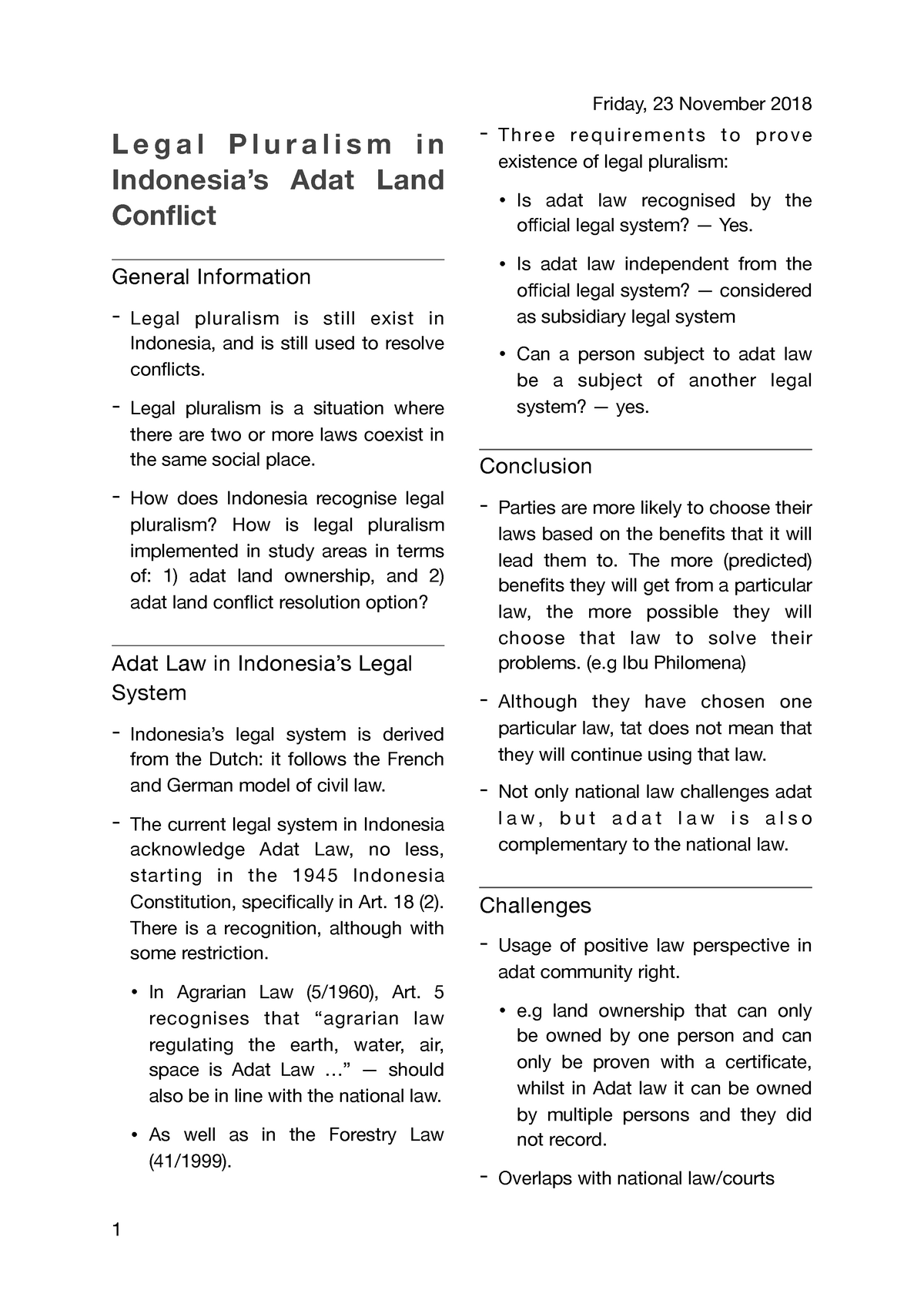 5. Legal Pluralism In Indonesia’s Adat Land Conflict - Friday, 23 ...