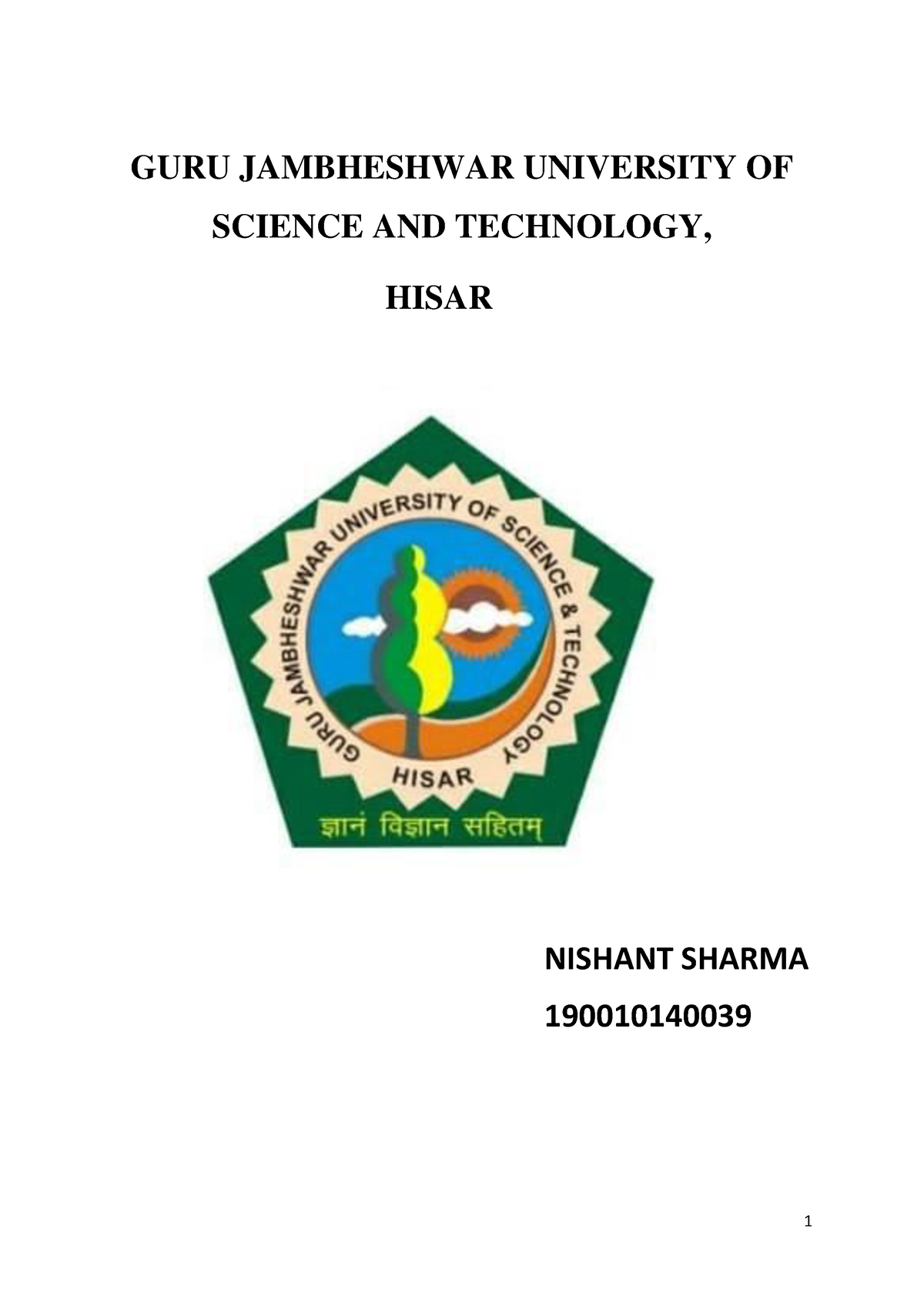 Nishant minor project - GURU JAMBHESHWAR UNIVERSITY OF SCIENCE AND ...