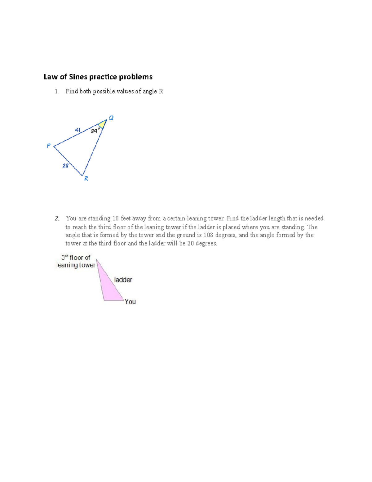 law of sines corrective assignment answers