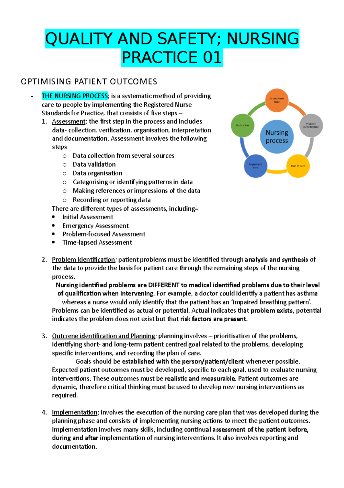 HNN112 Quality and Safety Nursing Practice 1 QUALITY AND SAFETY